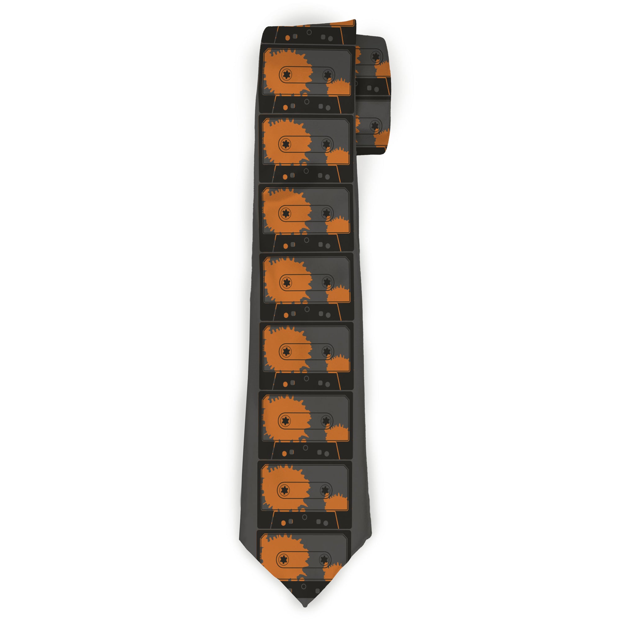 Buckle-Down Necktie - Cassette Splatter Gray/Orange Neckties Buckle-Down