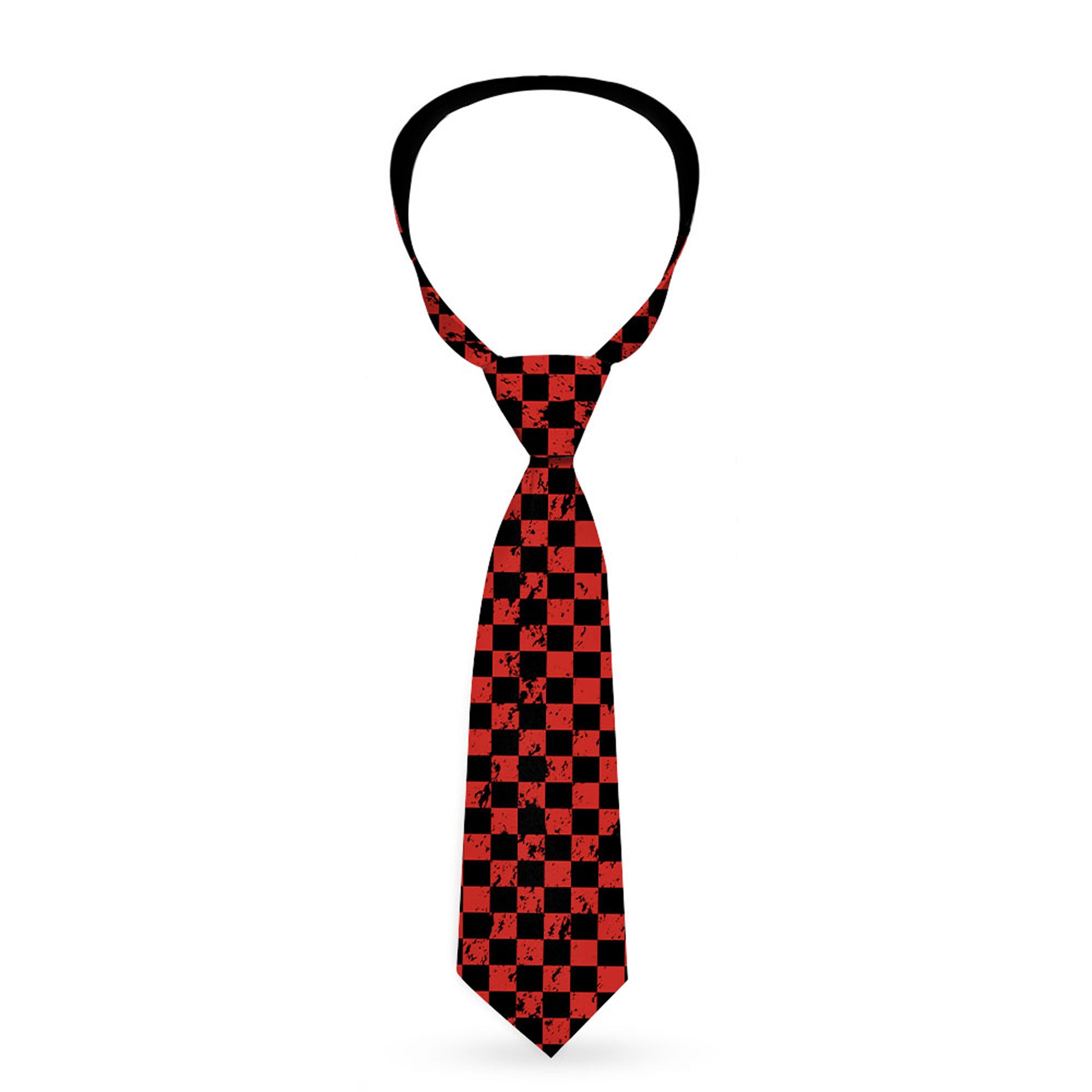 Buckle-Down Necktie - Checker Weathered Black/Red Neckties Buckle-Down