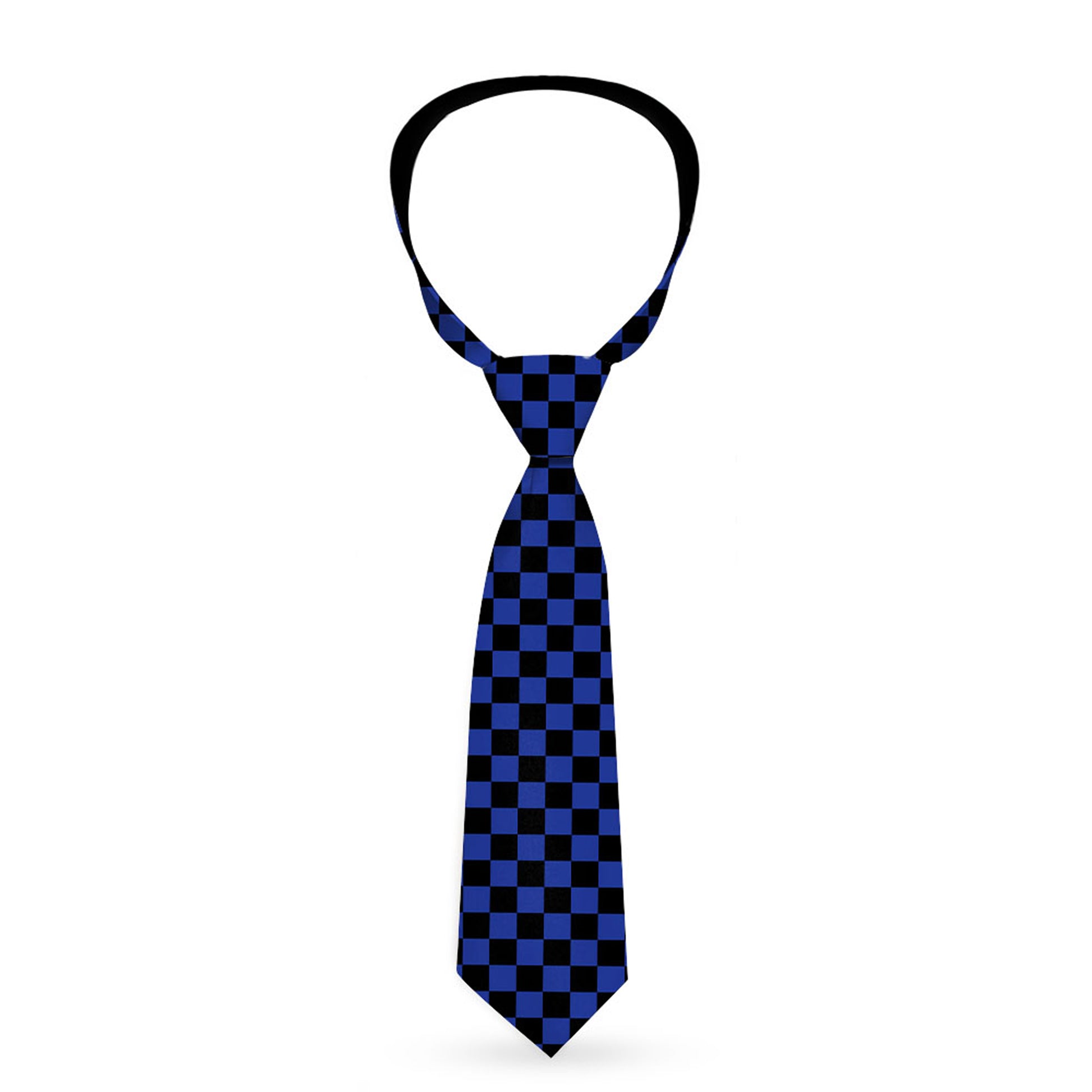 Buckle-Down Necktie - Checker Black/Royal 288C Neckties Buckle-Down