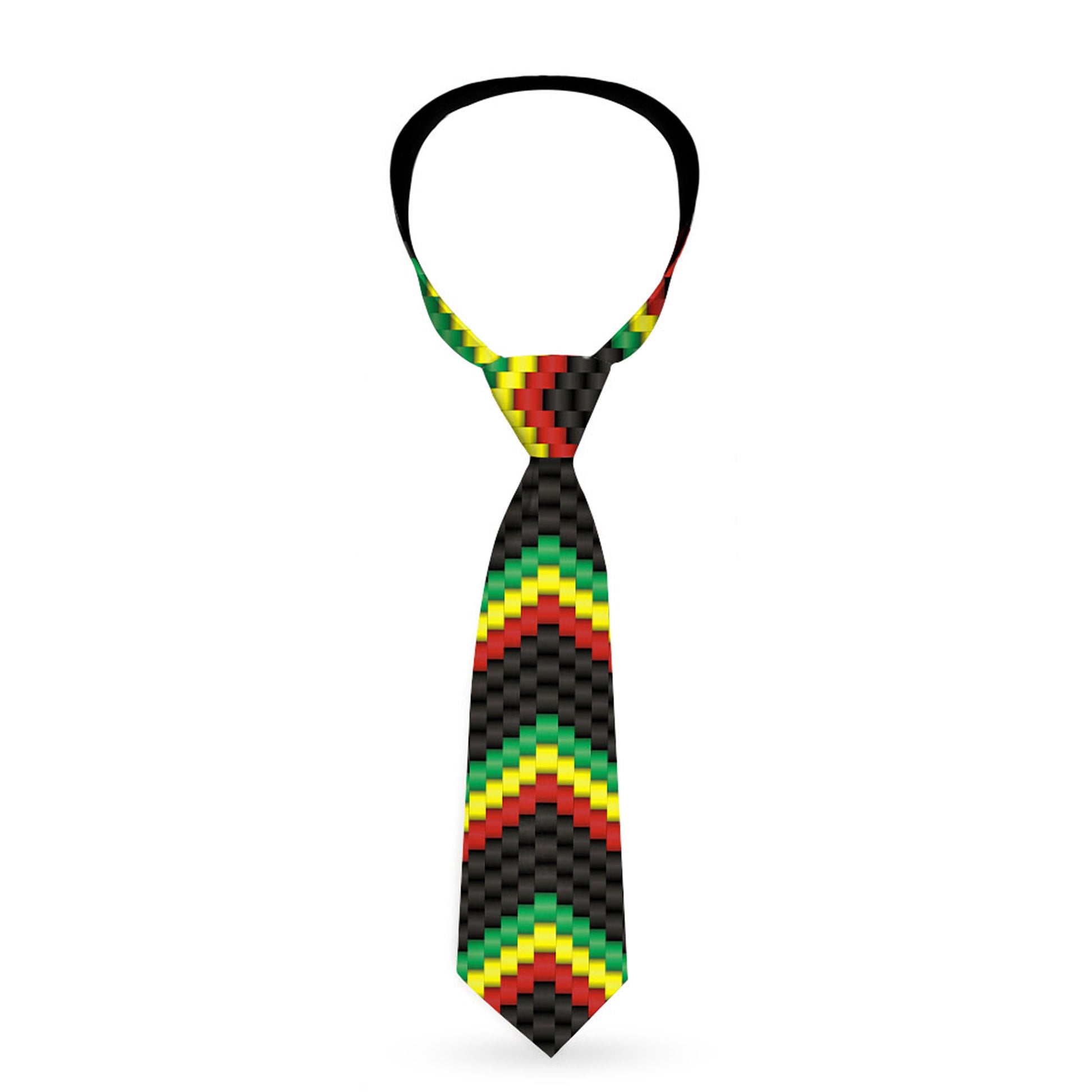 Necktie Standard - Chevron Weave Black/Rasta Neckties Buckle-Down