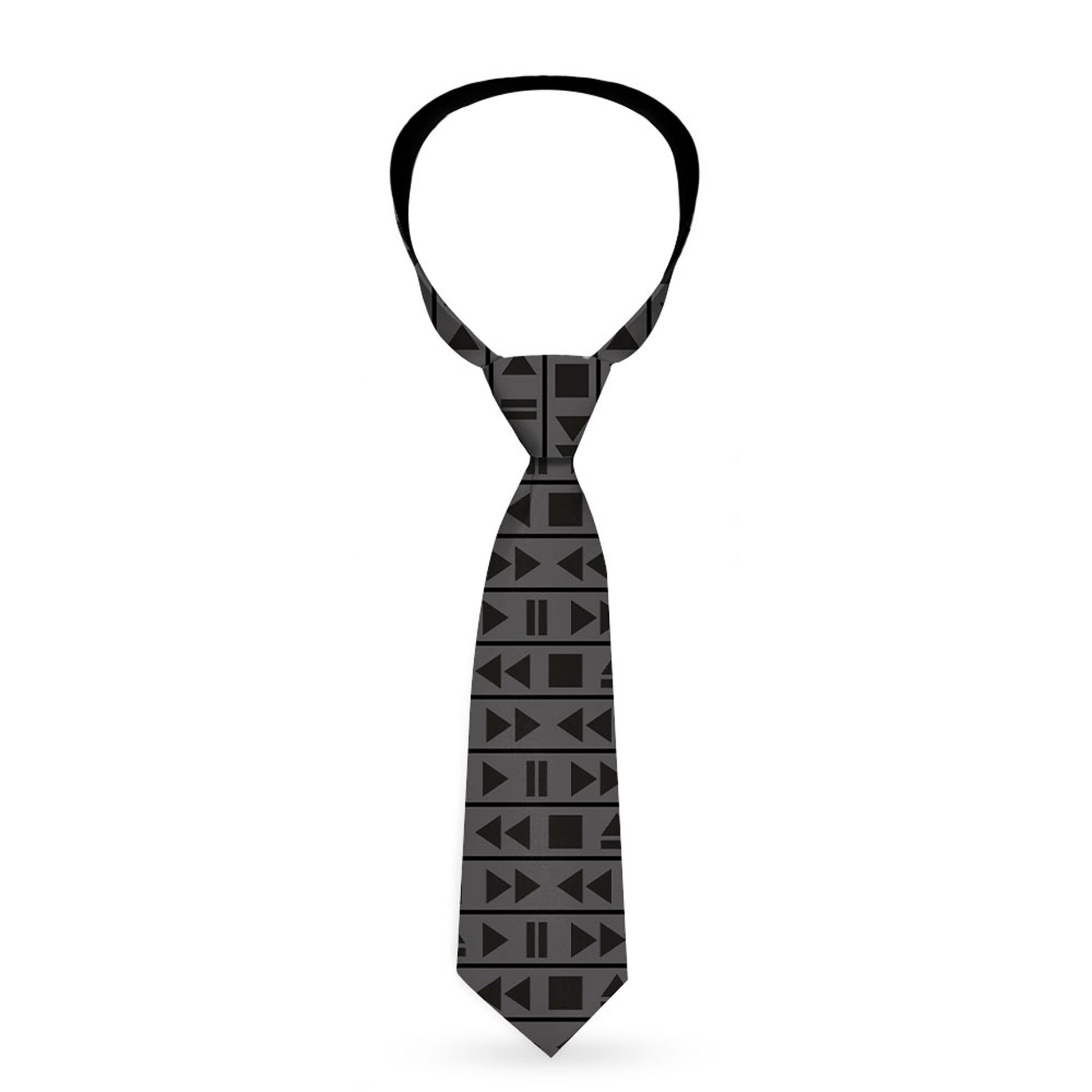 Buckle-Down Necktie - Control Buttons Black/Gray Neckties Buckle-Down