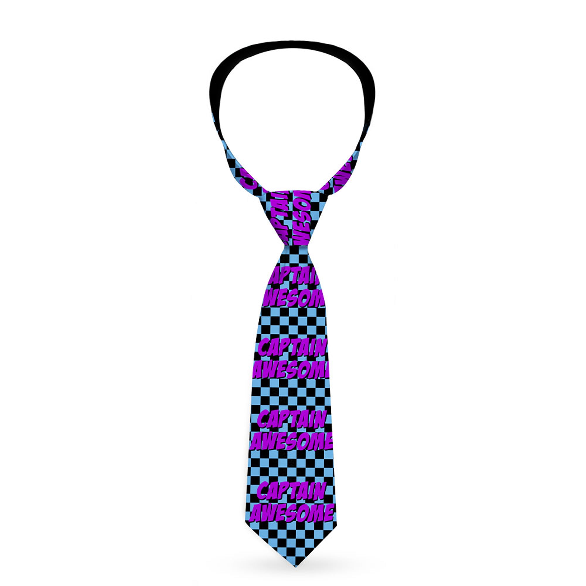Buckle-Down Necktie - CAPTAIN AWESOME Turquoise Checker/Fuchsia Neckties Buckle-Down