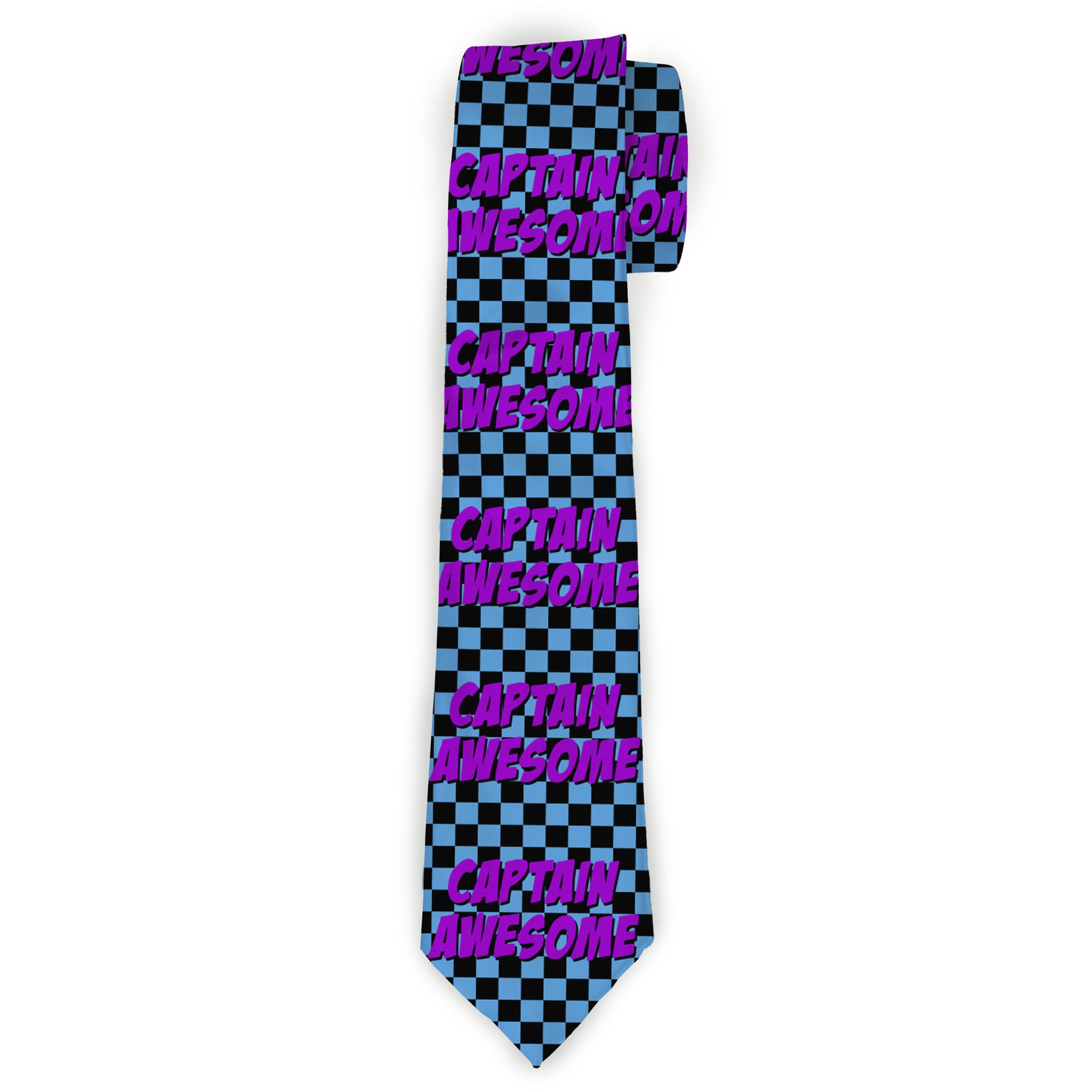 Buckle-Down Necktie - CAPTAIN AWESOME Turquoise Checker/Fuchsia Neckties Buckle-Down