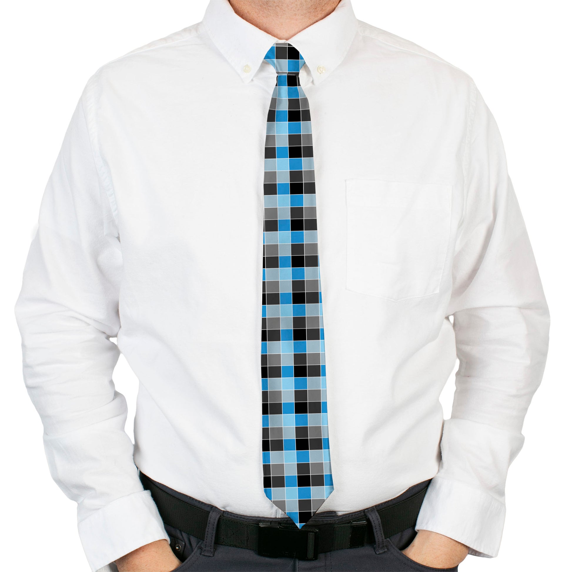 Buckle-Down Necktie - Checker Mosaic Blue Neckties Buckle-Down