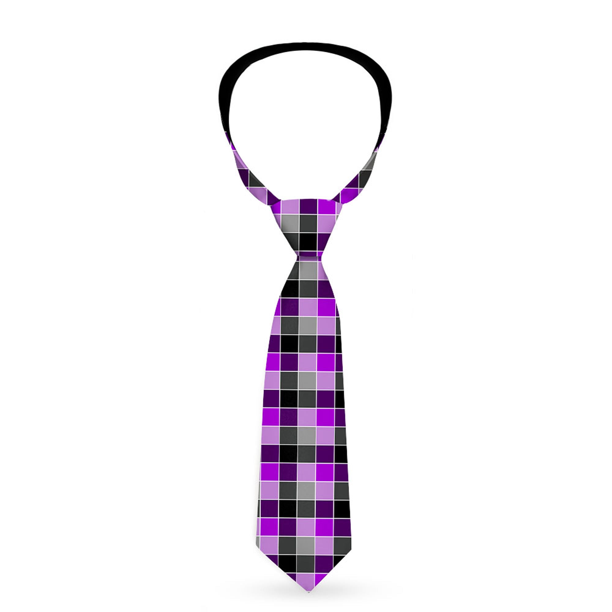 Buckle-Down Necktie - Checker Mosaic Purple Neckties Buckle-Down