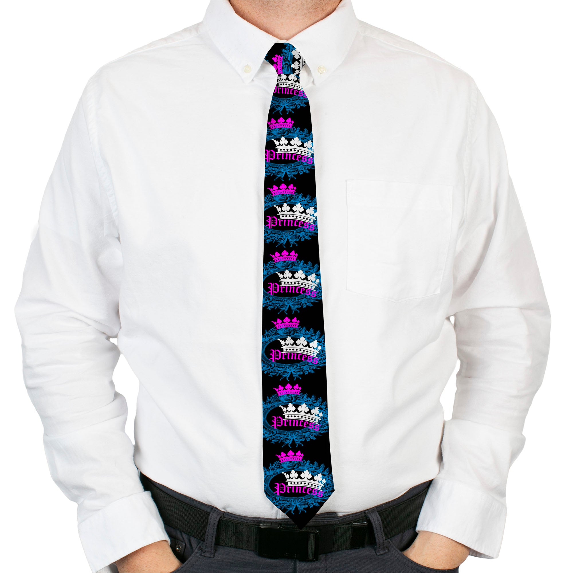 Buckle-Down Necktie - Crown Princess Oval Black/Turquoise Neckties Buckle-Down