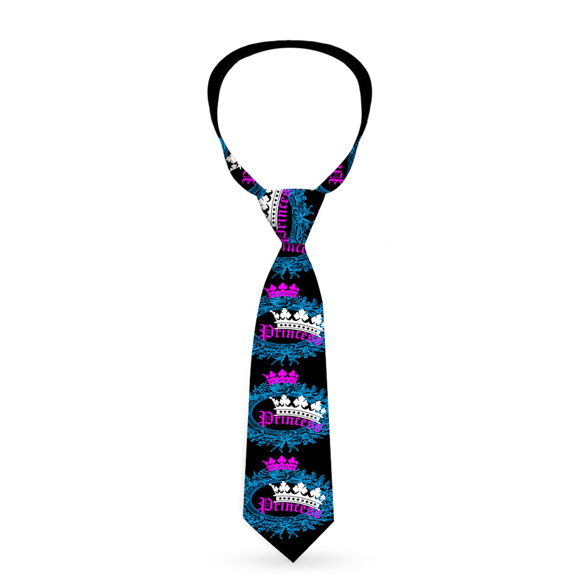 Buckle-Down Necktie - Crown Princess Oval Black/Turquoise Neckties Buckle-Down