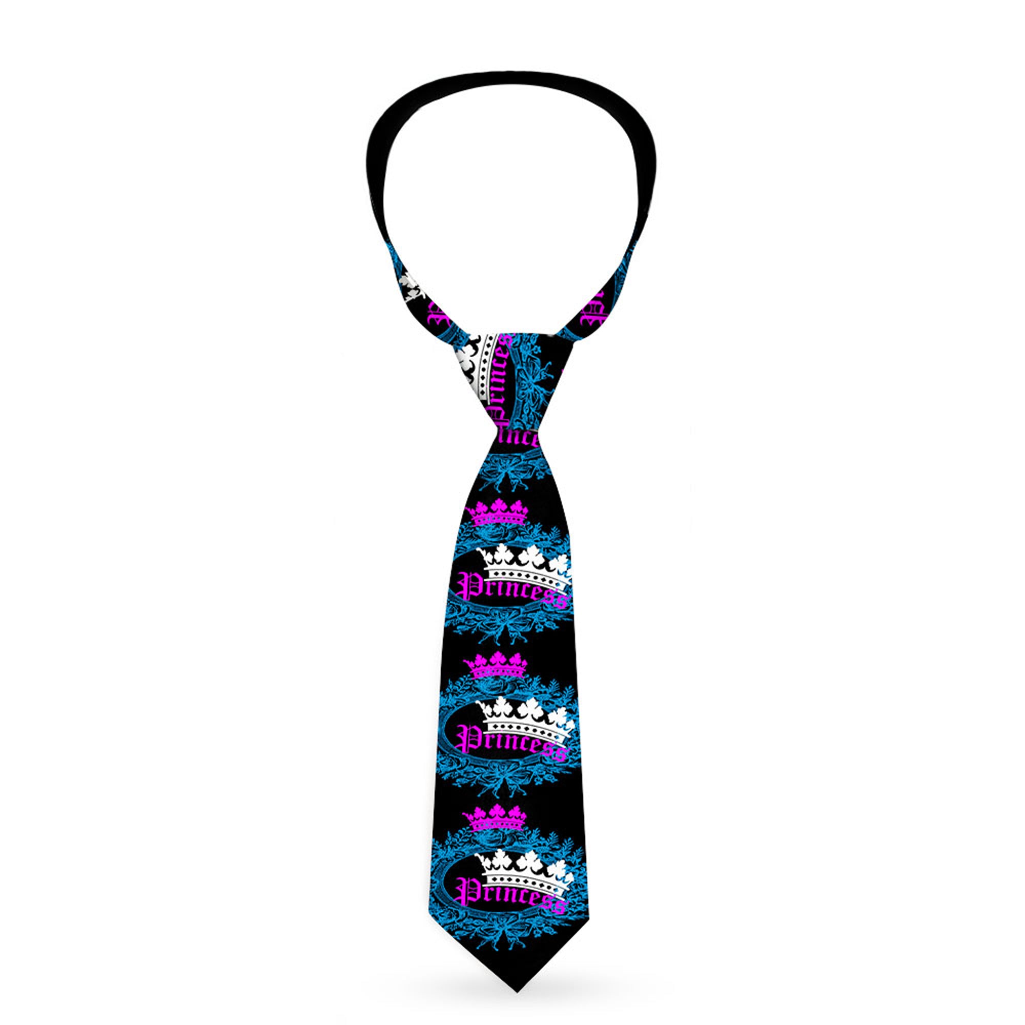 Buckle-Down Necktie - Crown Princess Oval Black/Turquoise Neckties Buckle-Down