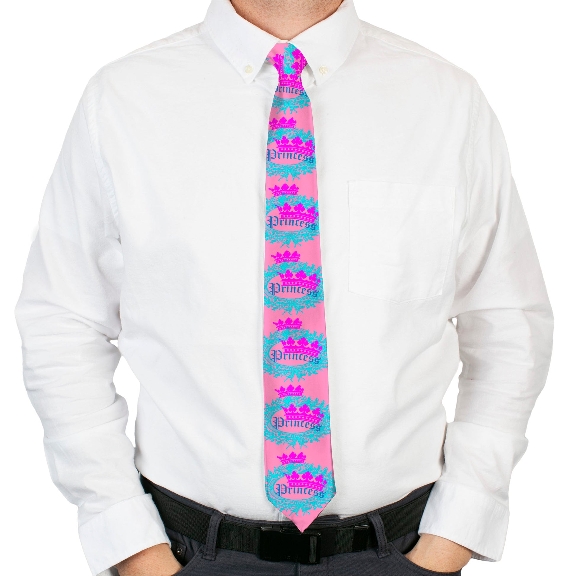 Buckle-Down Necktie - Crown Princess Oval Pink/Turquoise Neckties Buckle-Down