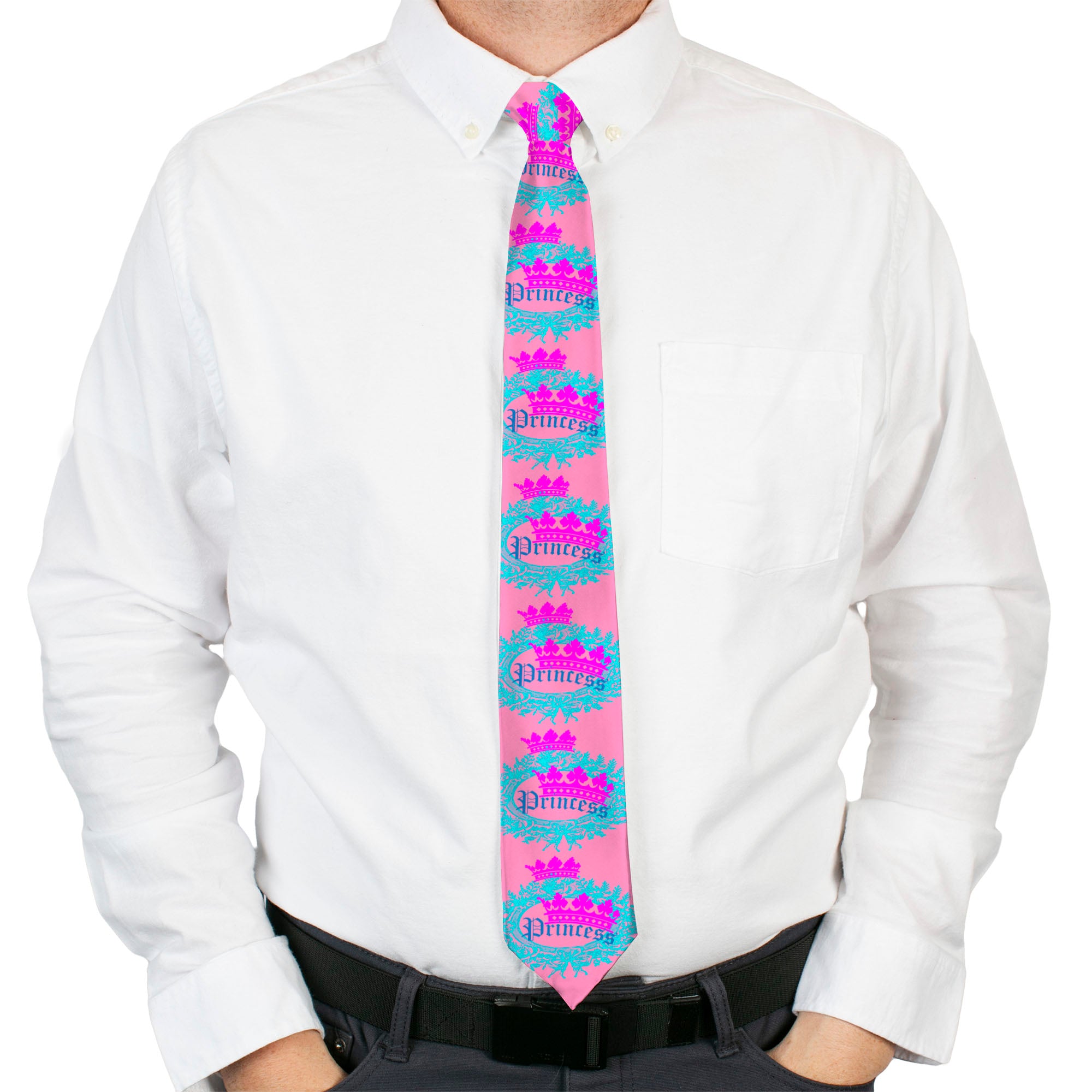 Buckle-Down Necktie - Crown Princess Oval Pink/Turquoise Neckties Buckle-Down