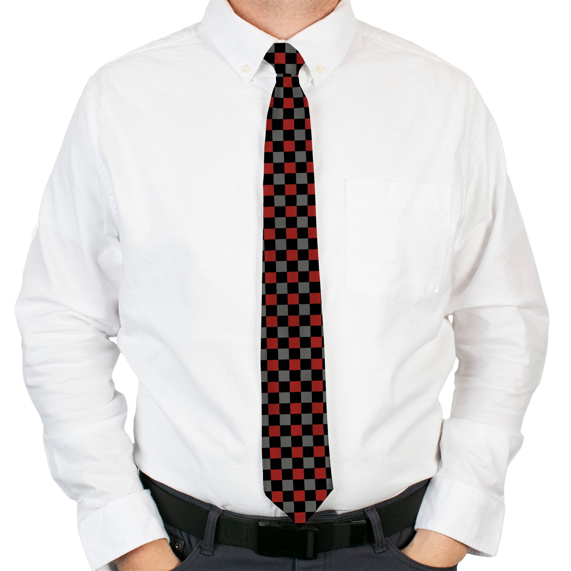 Necktie Standard - Checker Black/Gray/1 Red Neckties Buckle-Down
