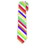 Buckle-Down Necktie - Diagonal Stripes White/Multi Neon Neckties Buckle-Down