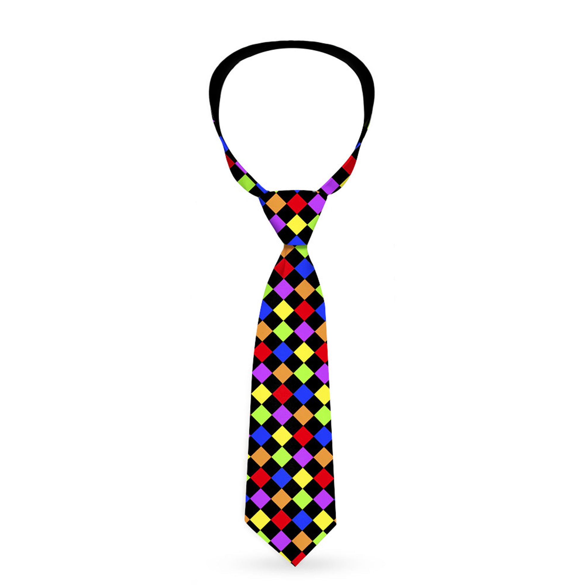Buckle-Down Necktie - Diamonds Black/Multi Neon Neckties Buckle-Down