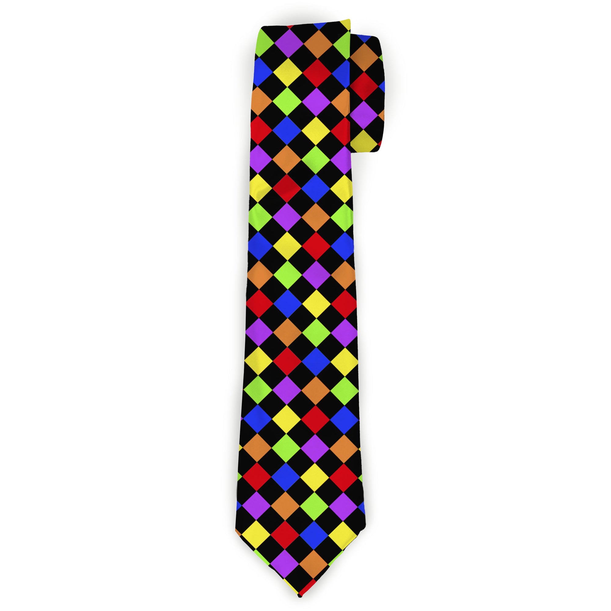 Buckle-Down Necktie - Diamonds Black/Multi Neon Neckties Buckle-Down