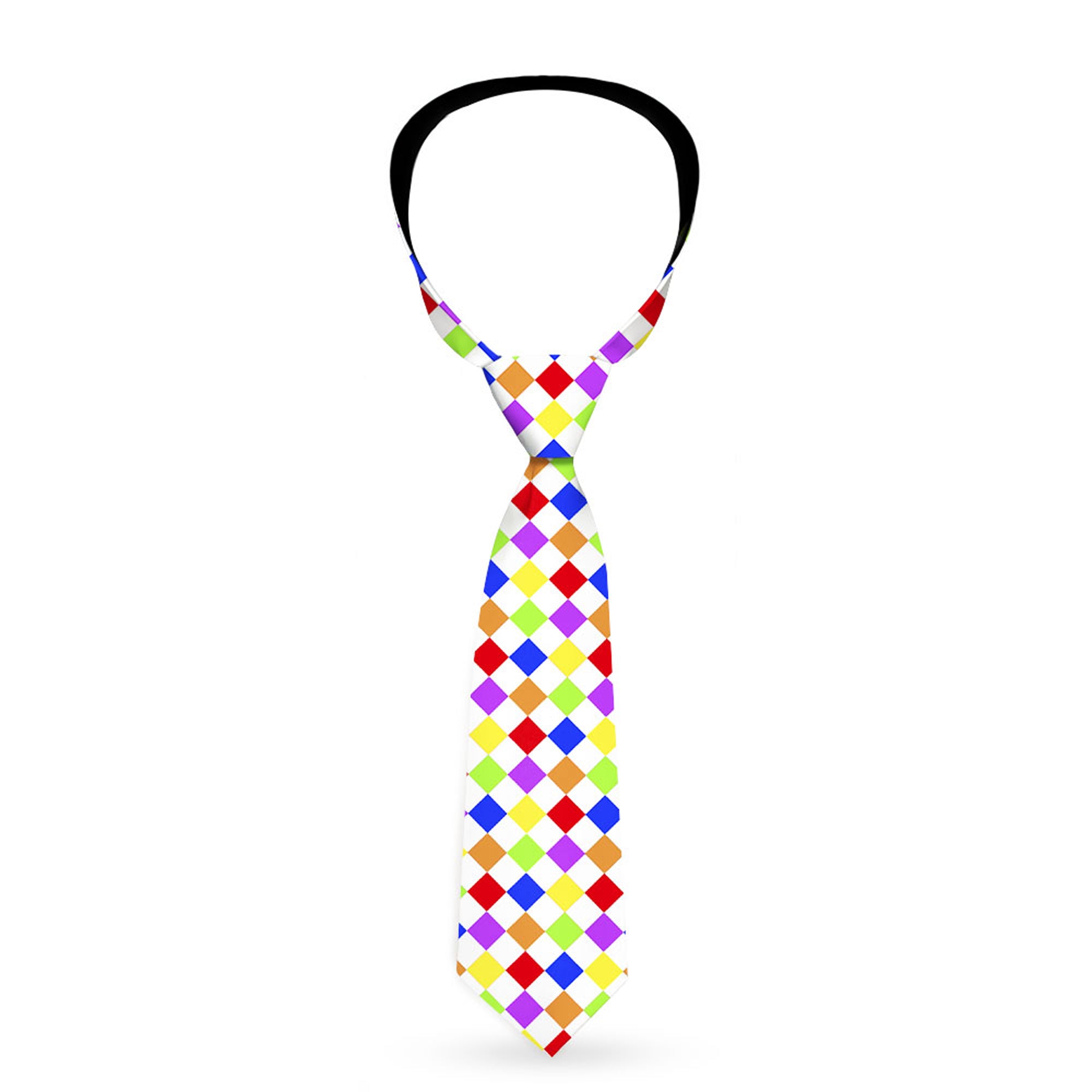 Buckle-Down Necktie - Diamonds White/Multi Neon Neckties Buckle-Down