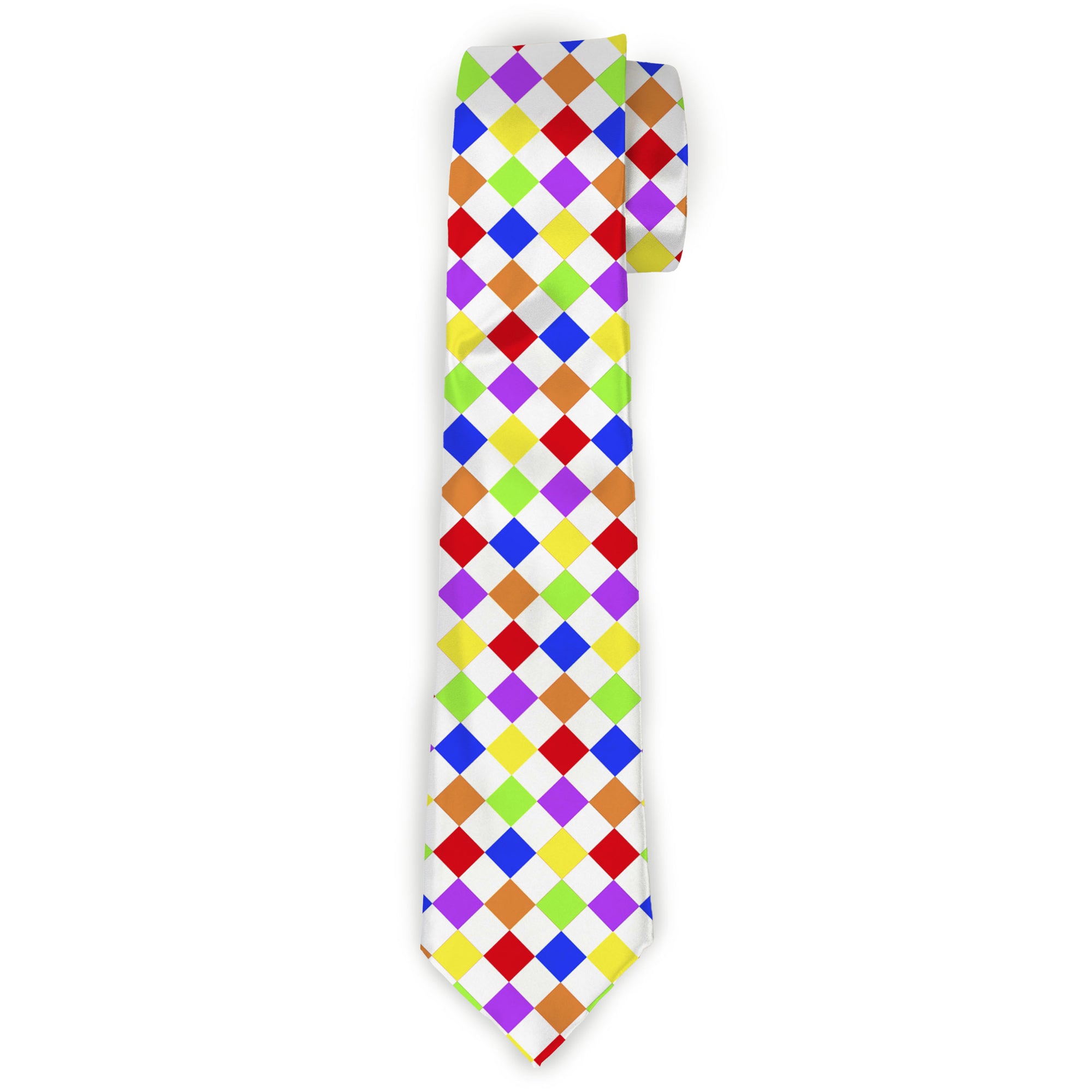 Buckle-Down Necktie - Diamonds White/Multi Neon Neckties Buckle-Down