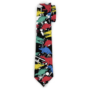 Buckle-Down Necktie - Dinosaurs/Paint Splatter Black/White/Multi Color Neckties Buckle-Down