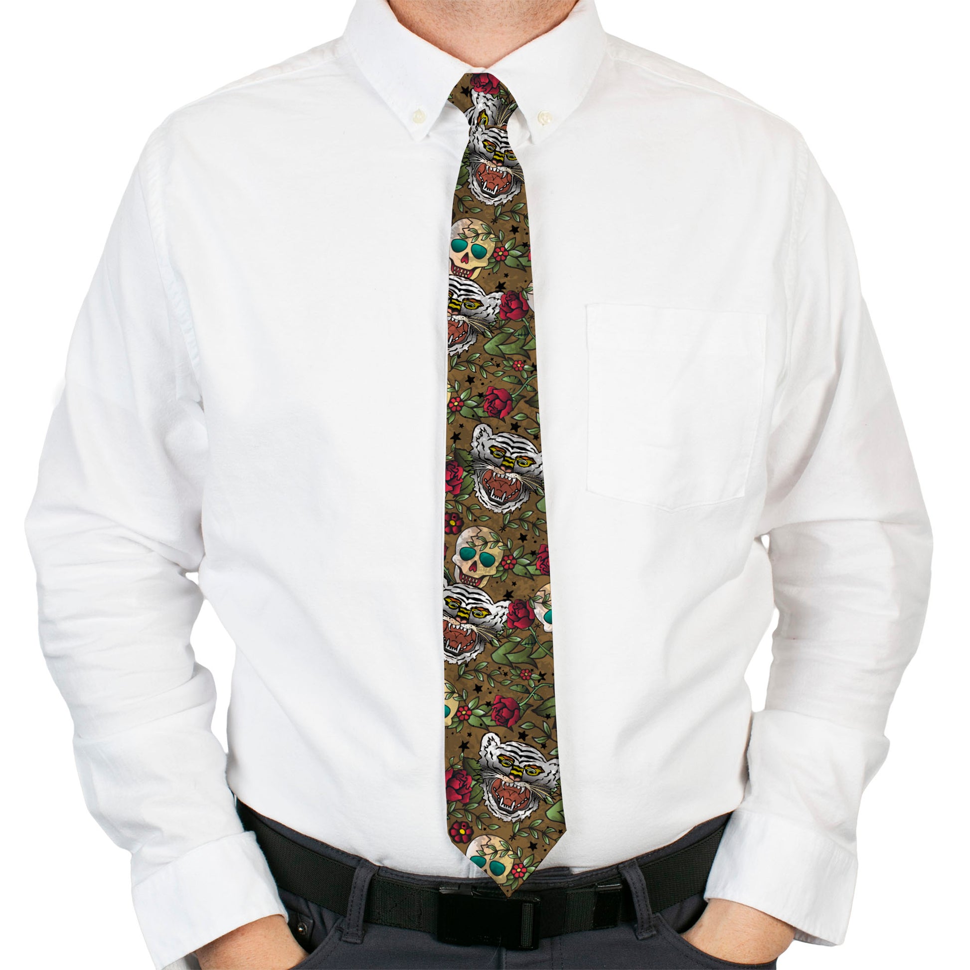 Buckle-Down Necktie - Death Before Dishonor C/U Olive Neckties Buckle-Down