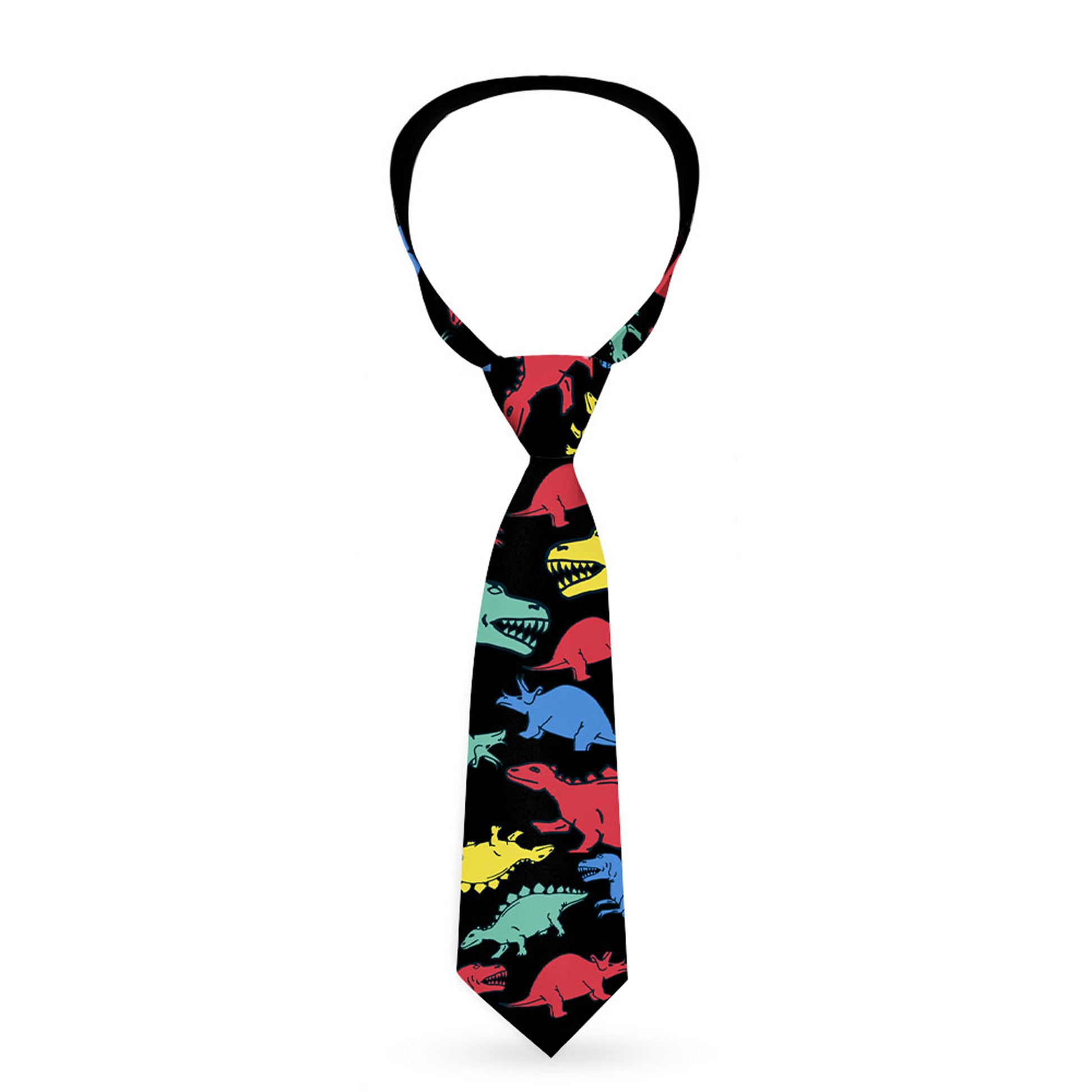 Buckle-Down Necktie - Dinosaurs Black/Multi Color Neckties Buckle-Down