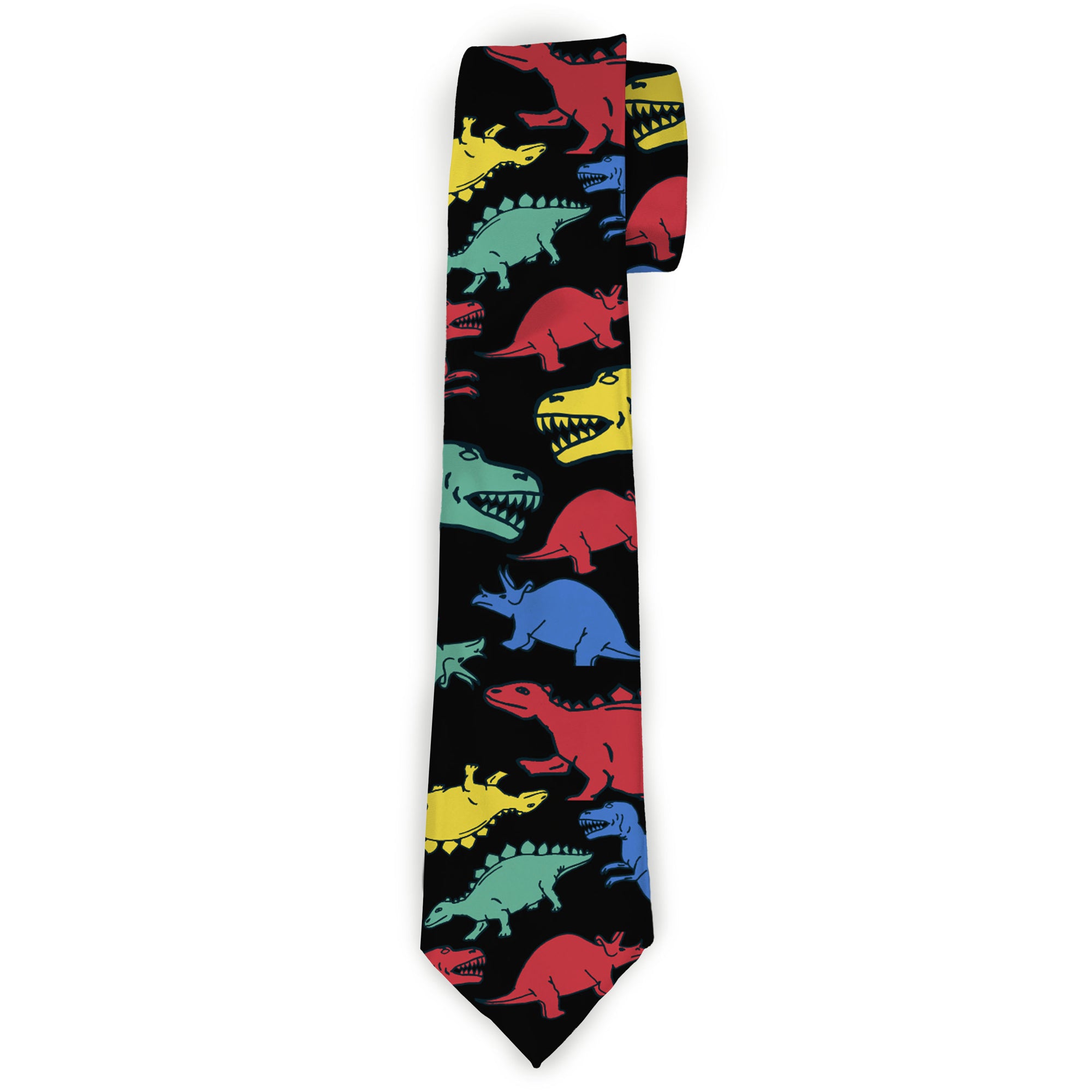Buckle-Down Necktie - Dinosaurs Black/Multi Color Neckties Buckle-Down
