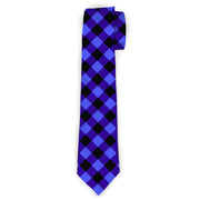Buckle-Down Necktie - Diagonal Buffalo Plaid Black/Blue Neckties Buckle-Down