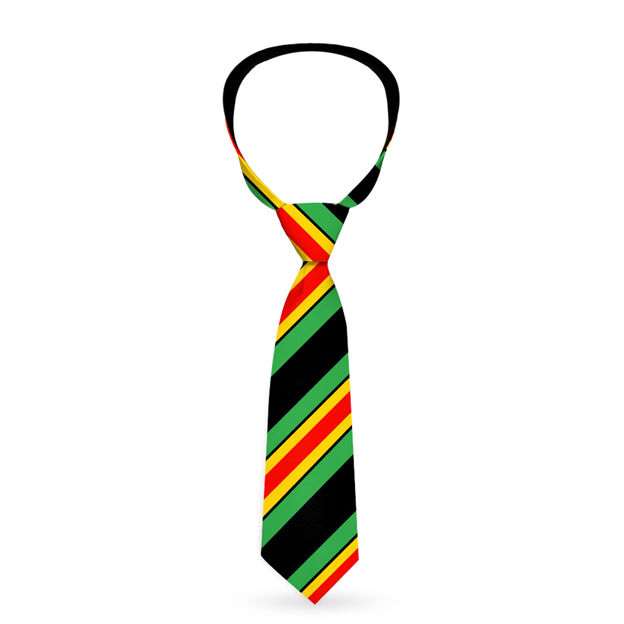 Buckle-Down Necktie - Diagonal Stripes Black/Green/Yellow/Red Neckties Buckle-Down