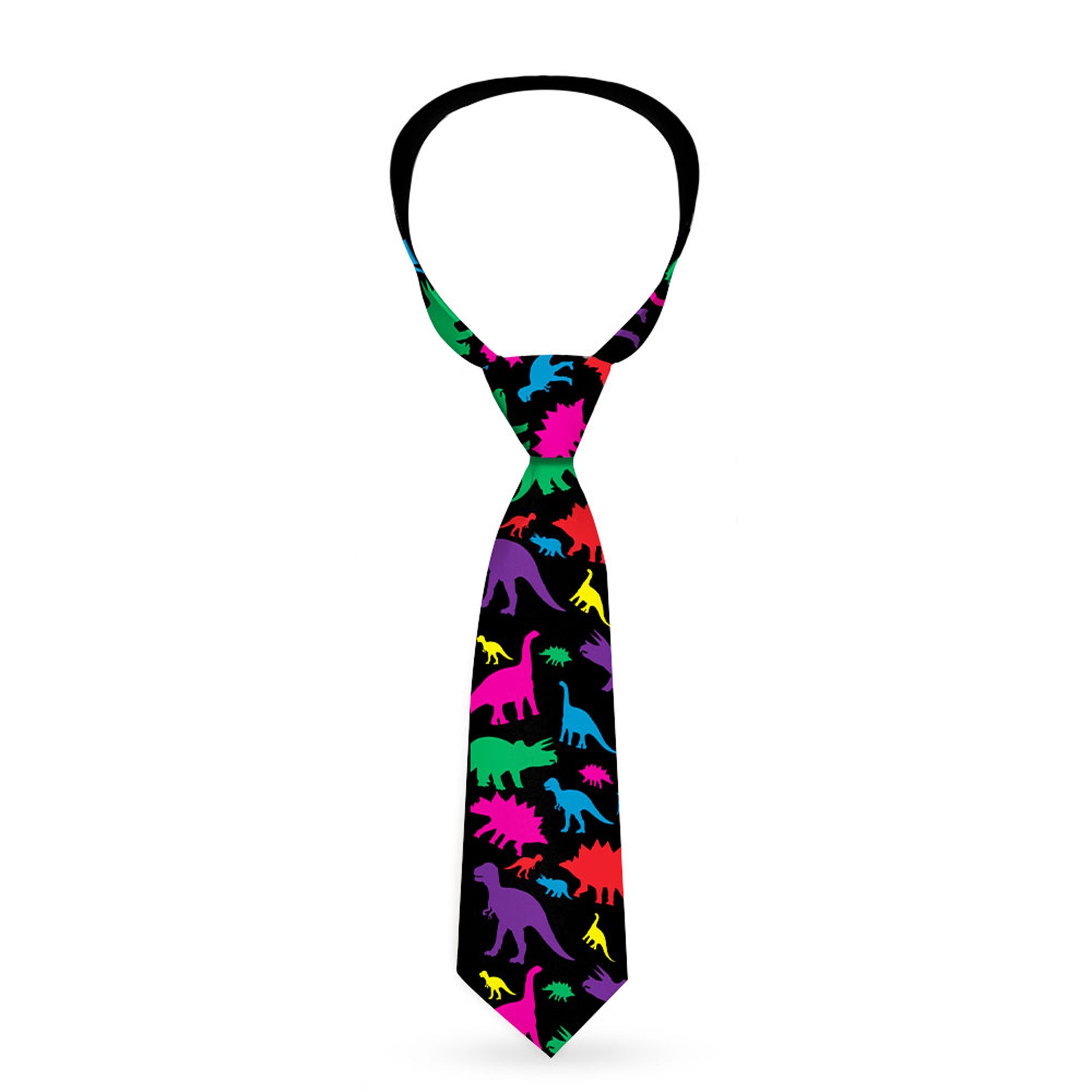 Buckle-Down Necktie - Dinosaur Silhouette Black/Multi Color Neckties Buckle-Down