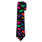 Buckle-Down Necktie - Dinosaur Silhouette Black/Multi Color Neckties Buckle-Down