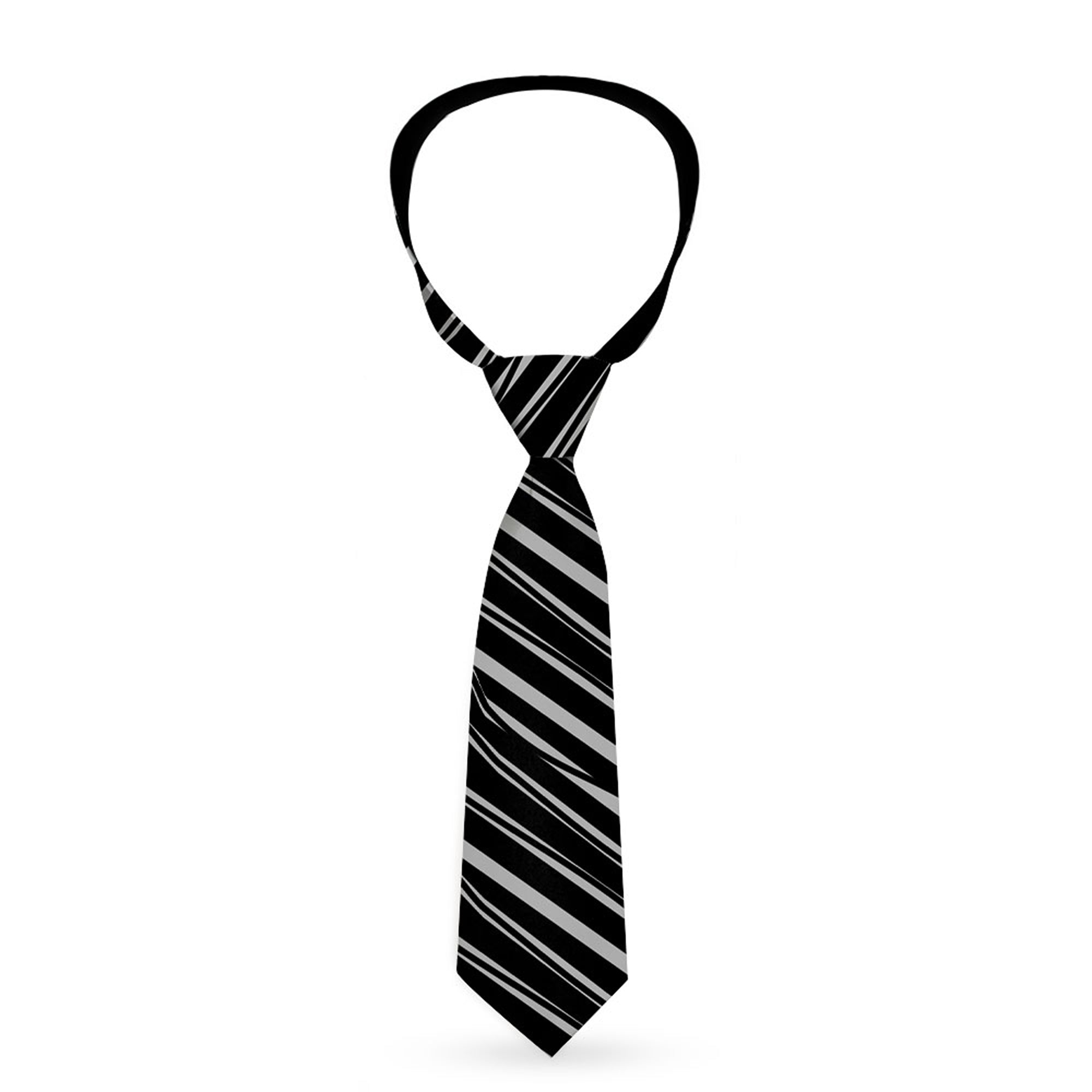 Necktie Standard - Diagonal Stripes Scribble Gray/Black Neckties Buckle-Down