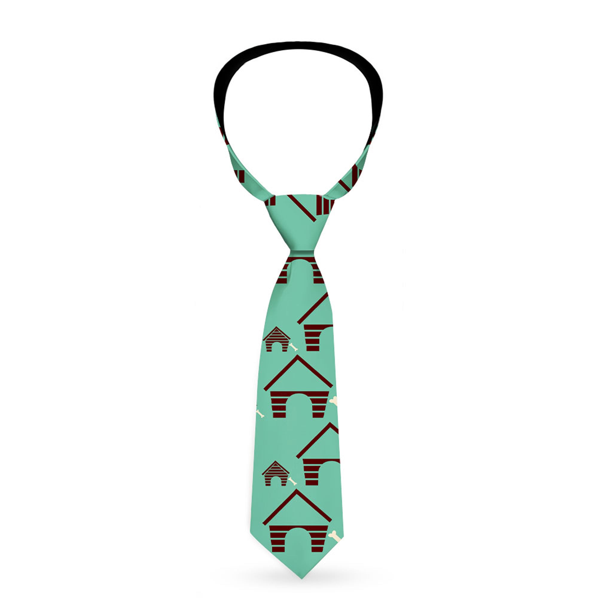 Buckle-Down Necktie - Dog House & Bone Turquoise/Brown Neckties Buckle-Down