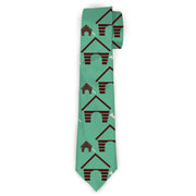 Buckle-Down Necktie - Dog House & Bone Turquoise/Brown Neckties Buckle-Down