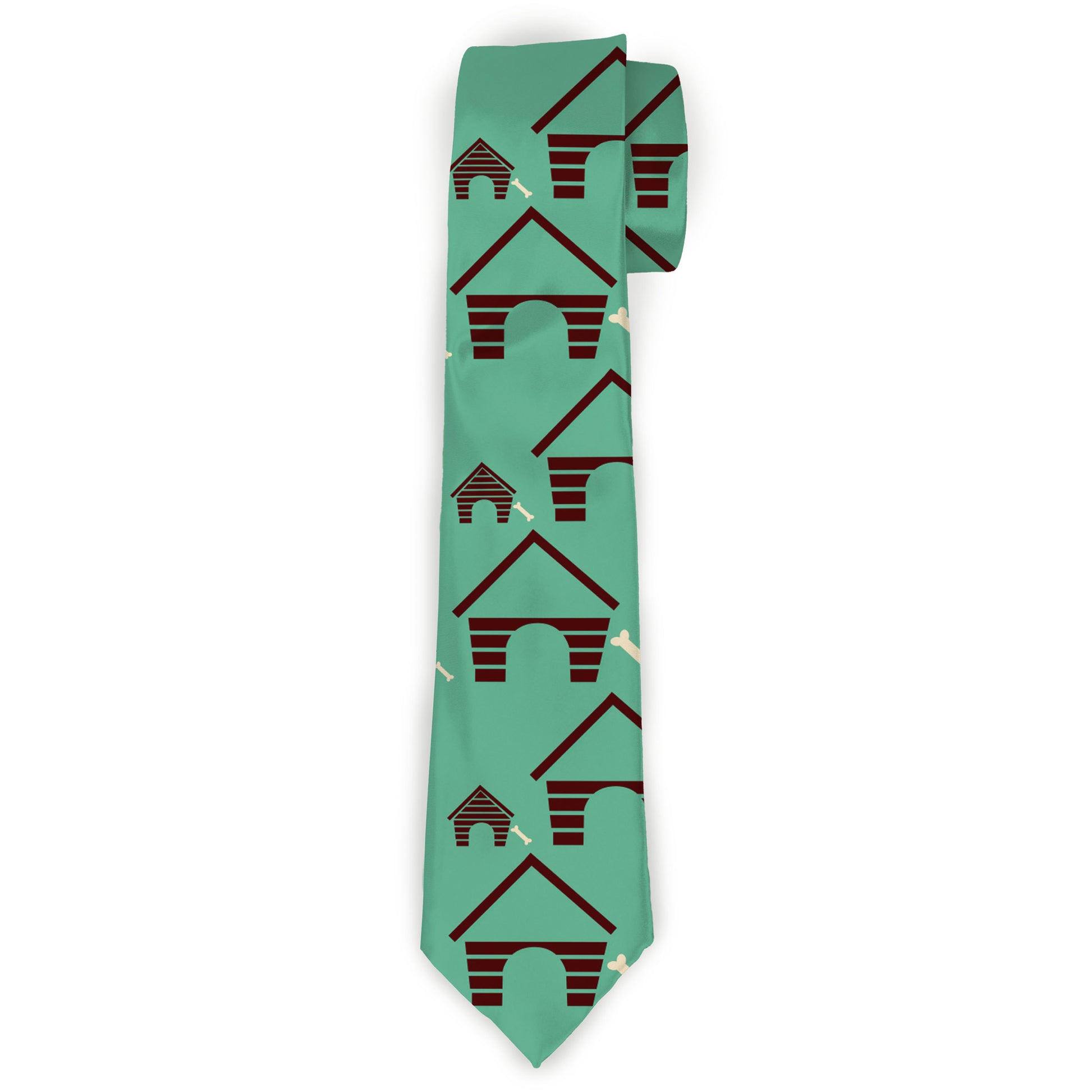 Buckle-Down Necktie - Dog House & Bone Turquoise/Brown Neckties Buckle-Down