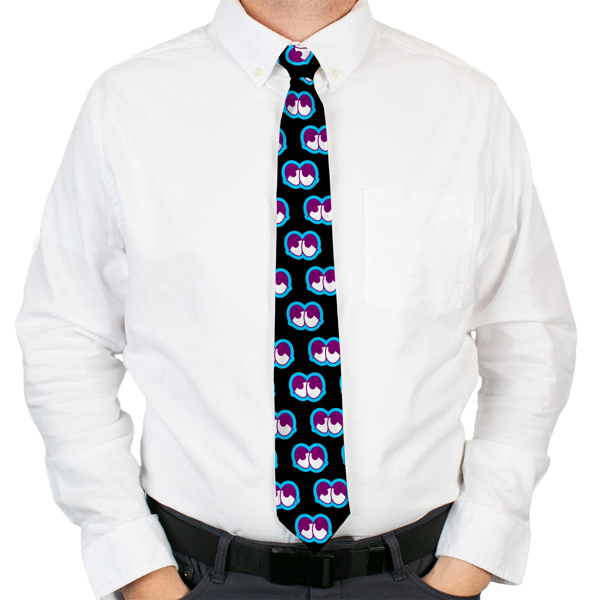 Buckle-Down Necktie - Dopey Eyes Black/Baby Blue/Purple Neckties Buckle-Down