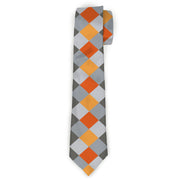 Buckle-Down Necktie - Diamond Plaid Grays/Orange Neckties Buckle-Down