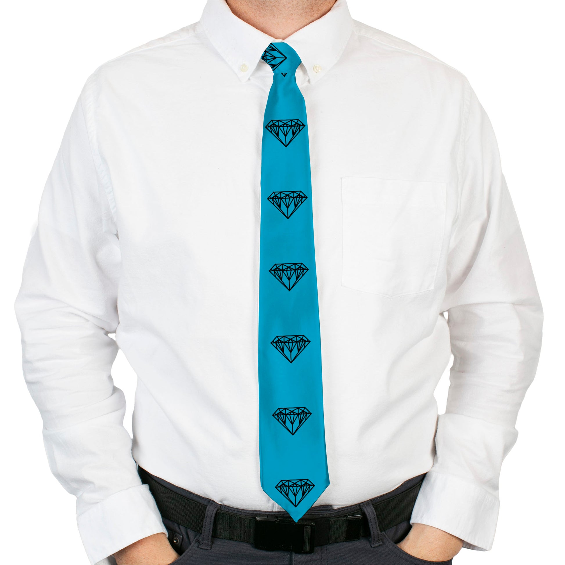 Buckle-Down Necktie - Diamond Sketch Turquoise/Black Neckties Buckle-Down