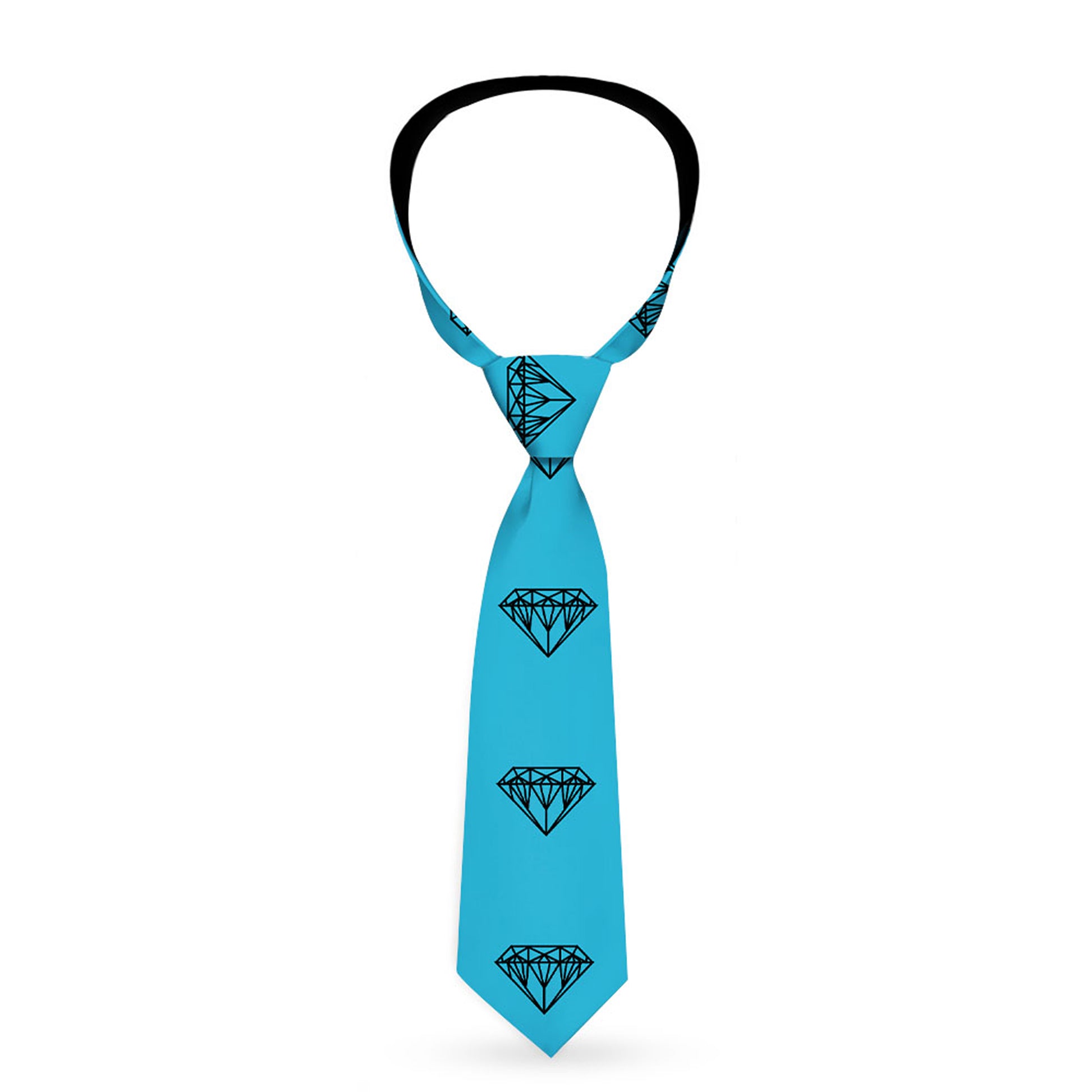 Buckle-Down Necktie - Diamond Sketch Turquoise/Black Neckties Buckle-Down