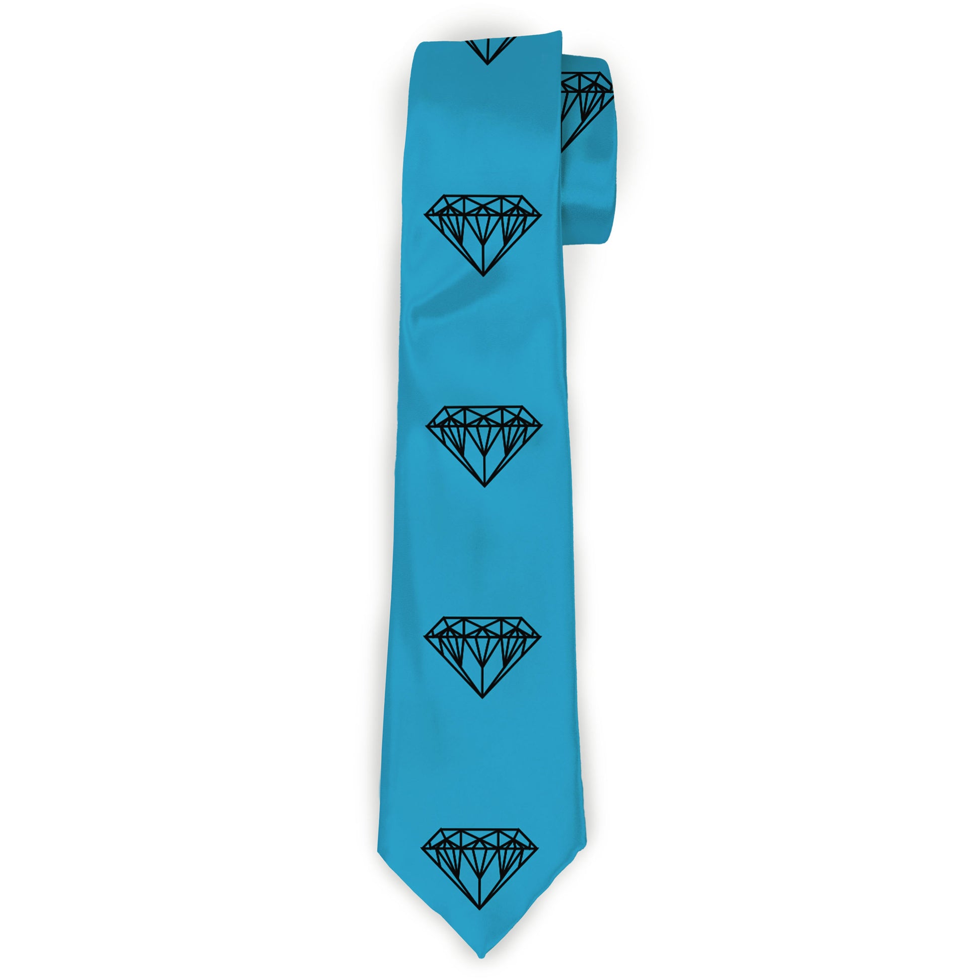 Buckle-Down Necktie - Diamond Sketch Turquoise/Black Neckties Buckle-Down