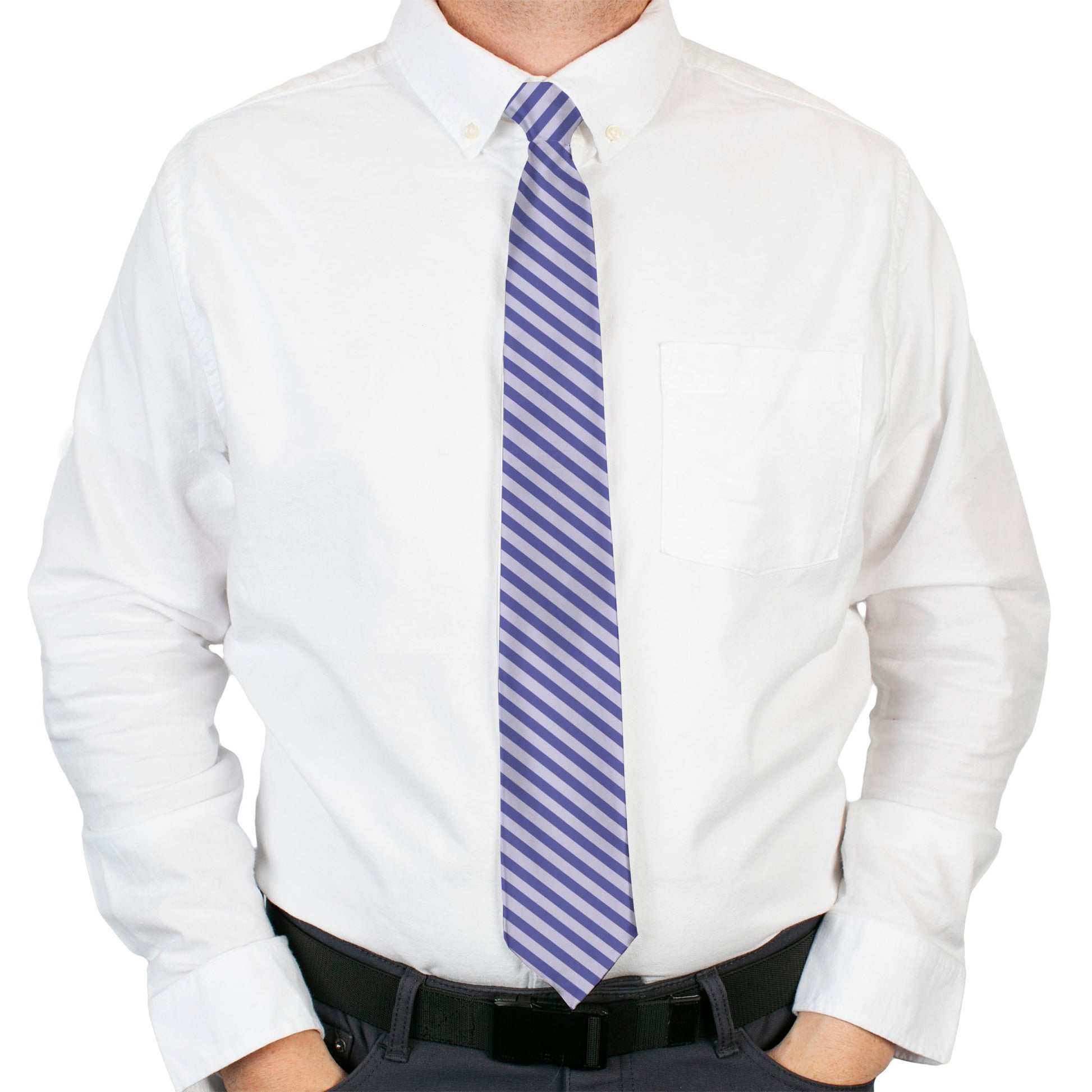 Buckle-Down Necktie - Diagonal Stripes Pastel Blues Neckties Buckle-Down