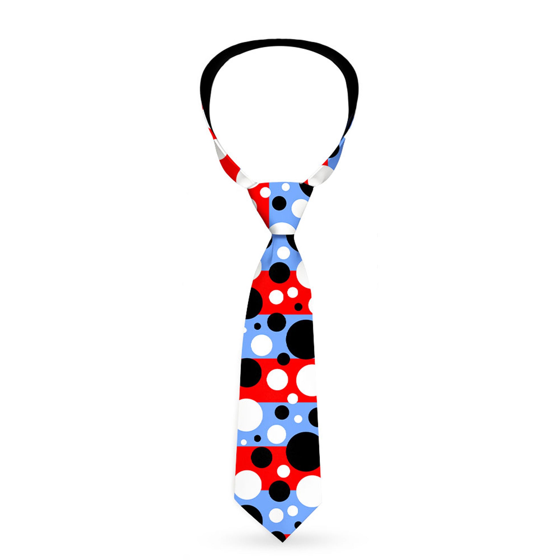 Buckle-Down Necktie - Dot Blocks Blue/Red/Black/White Neckties Buckle-Down