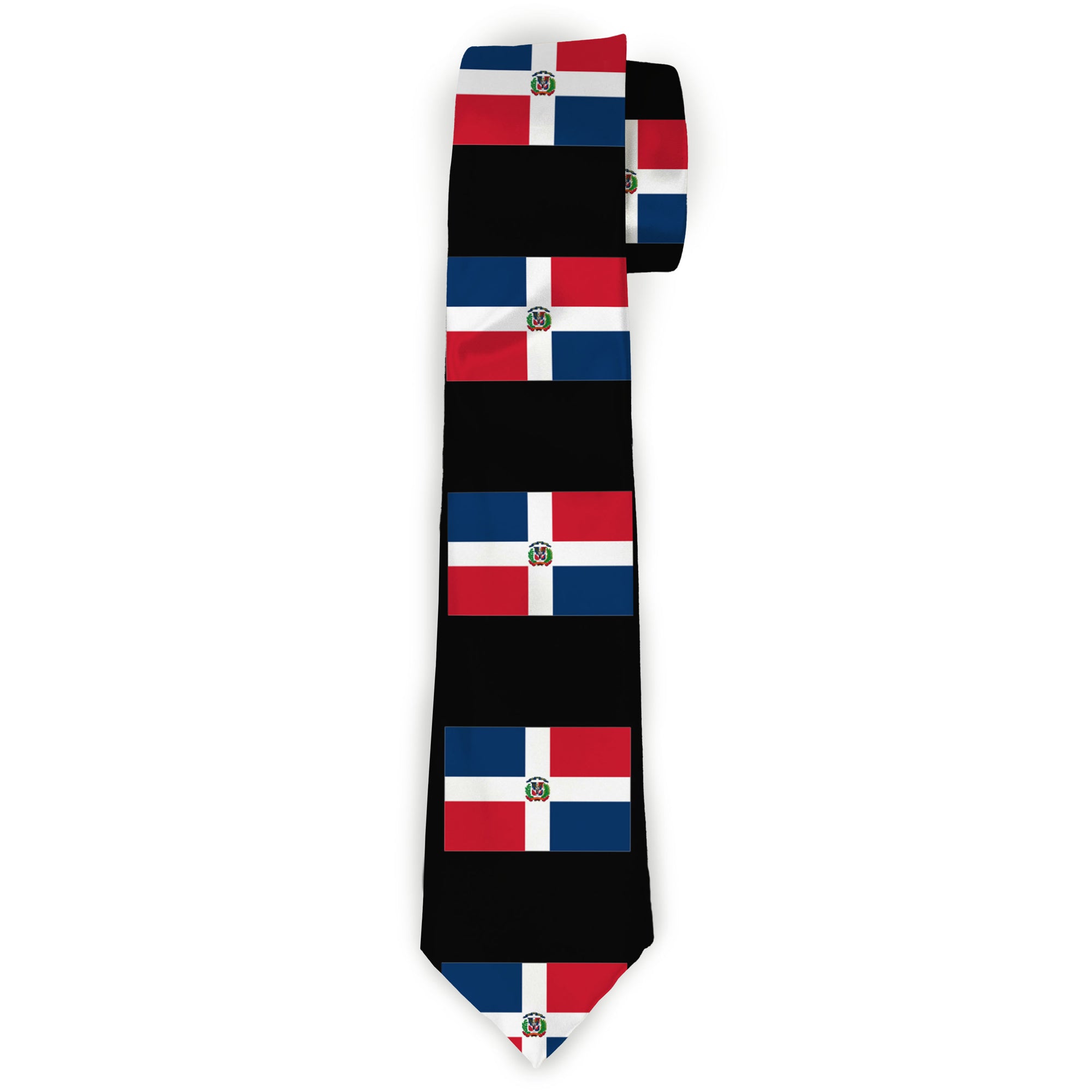 Buckle-Down Necktie - Dominican Republic Flags/Black Black Neckties Buckle-Down