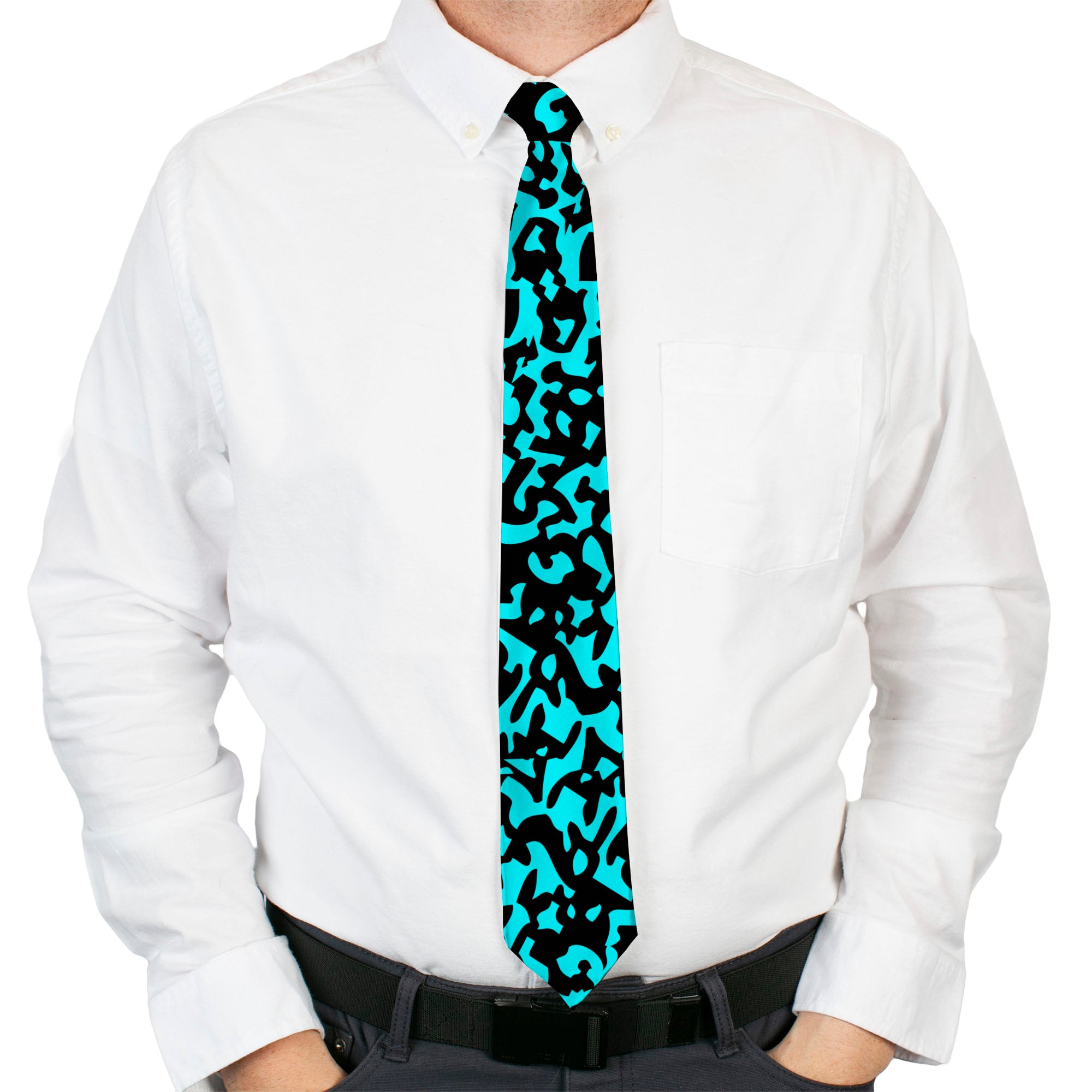Buckle-Down Necktie - Eighties 1 Blue/Black Neckties Buckle-Down