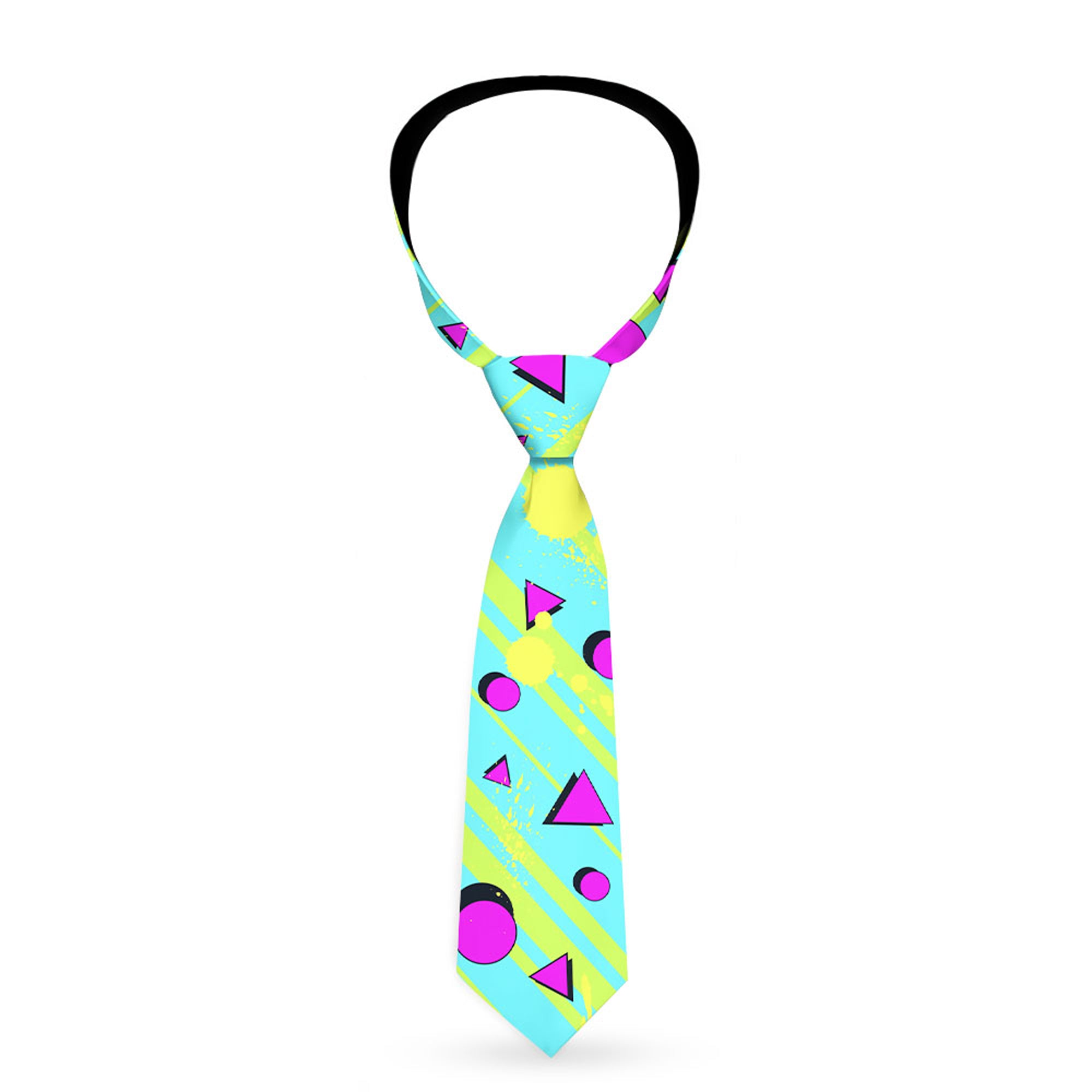 Buckle-Down Necktie - Eighties Party Blue/Yellow/Pink Neckties Buckle-Down