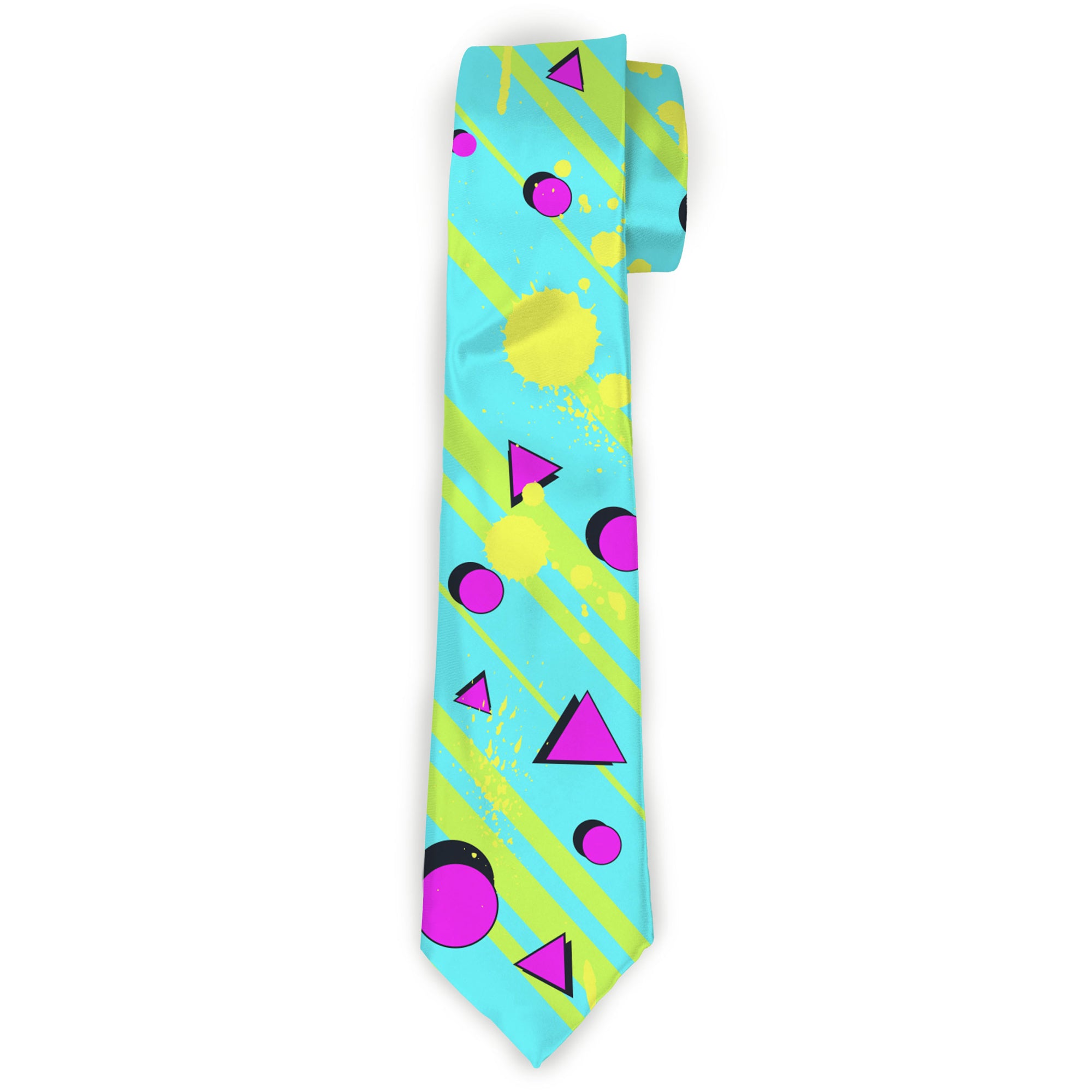 Buckle-Down Necktie - Eighties Party Blue/Yellow/Pink Neckties Buckle-Down