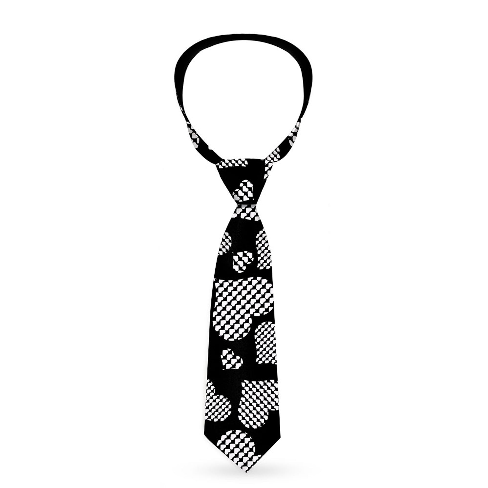 Buckle-Down Necktie - Eighties Hearts Black/White Neckties Buckle-Down