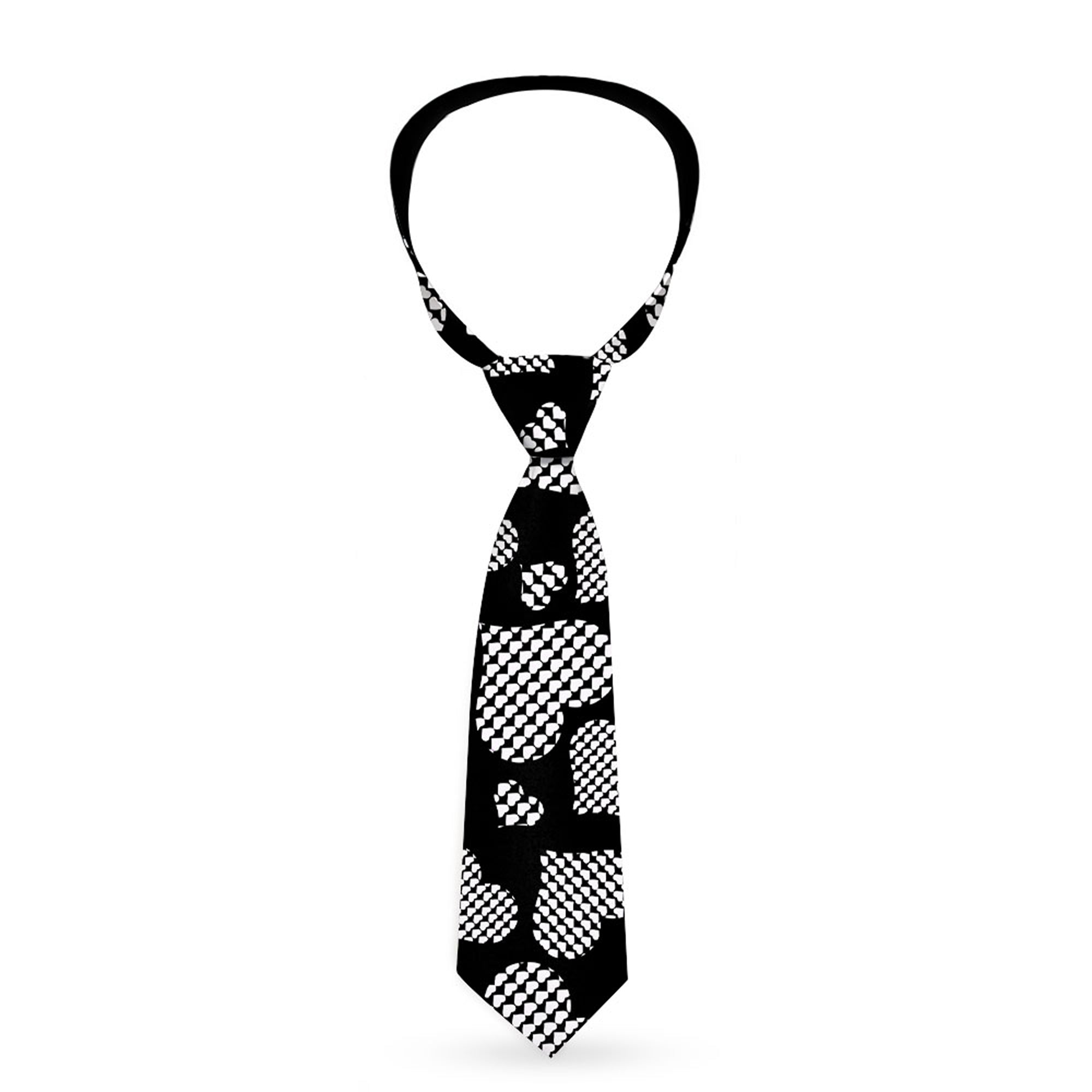 Buckle-Down Necktie - Eighties Hearts Black/White Neckties Buckle-Down