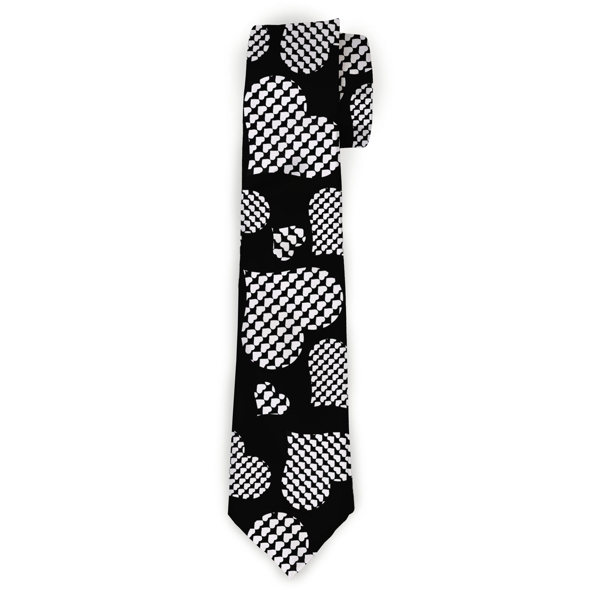 Buckle-Down Necktie - Eighties Hearts Black/White Neckties Buckle-Down