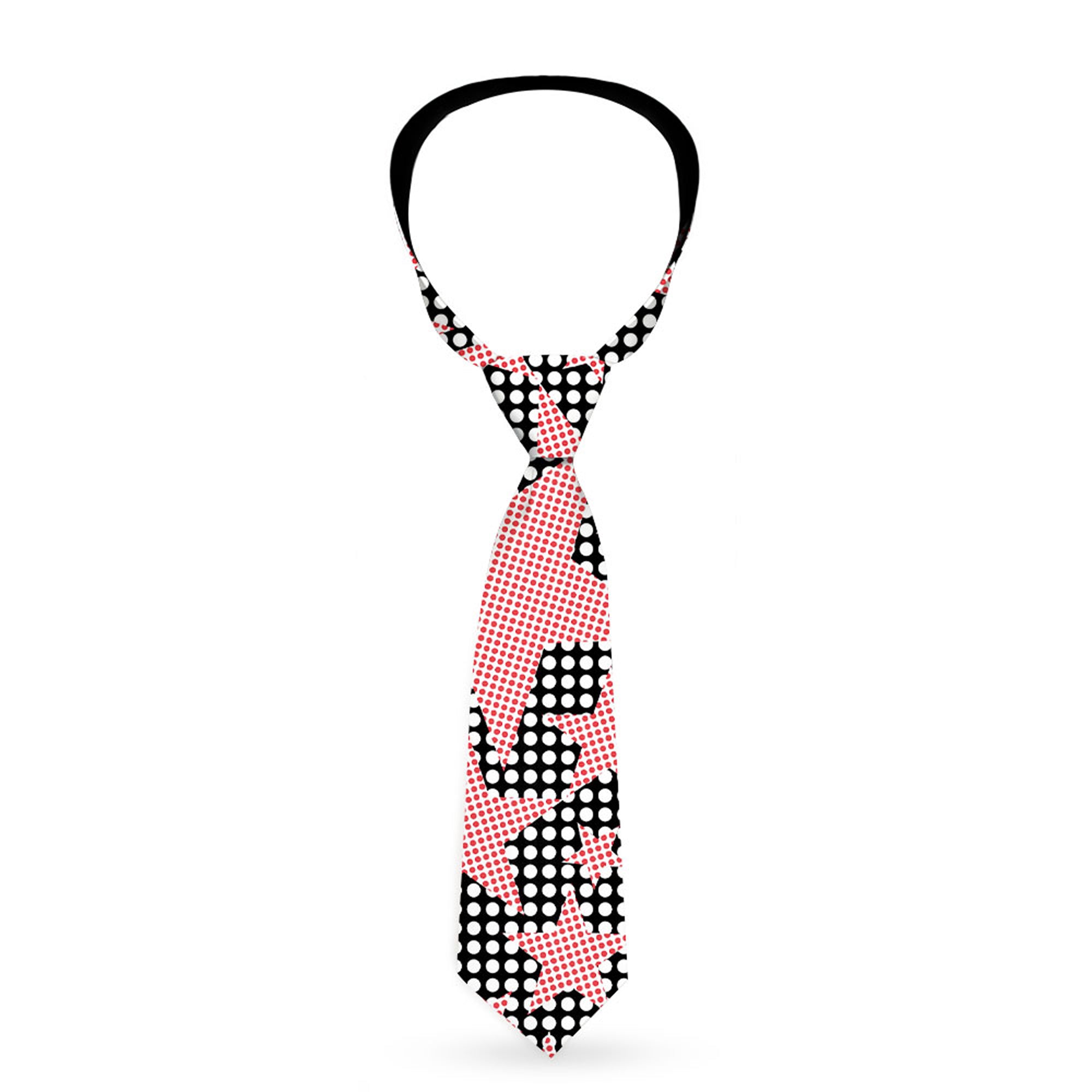 Buckle-Down Necktie - Eighties Stars2 Black/White/Red Neckties Buckle-Down