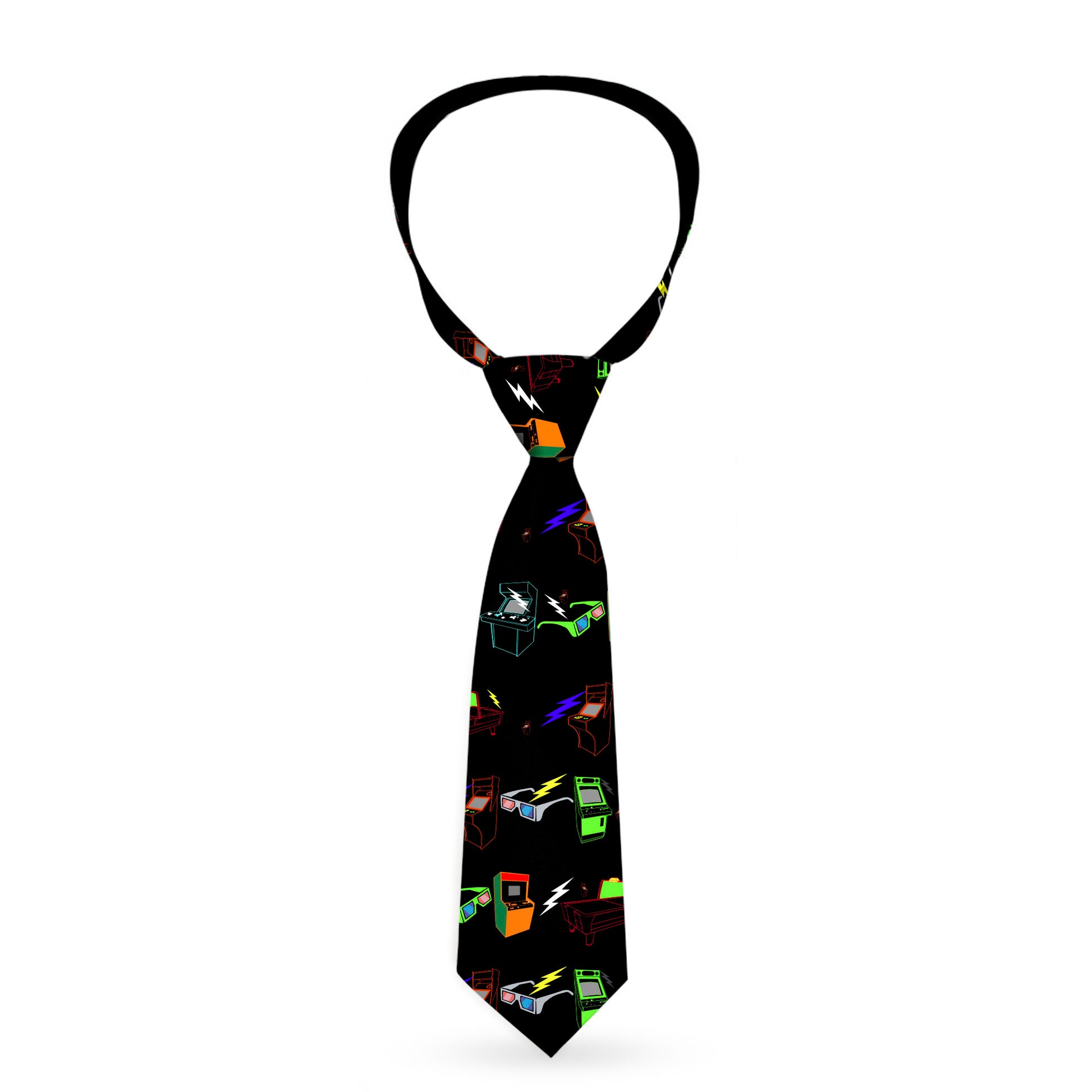 Buckle-Down Necktie - Eighties Arcade Black Neckties Buckle-Down