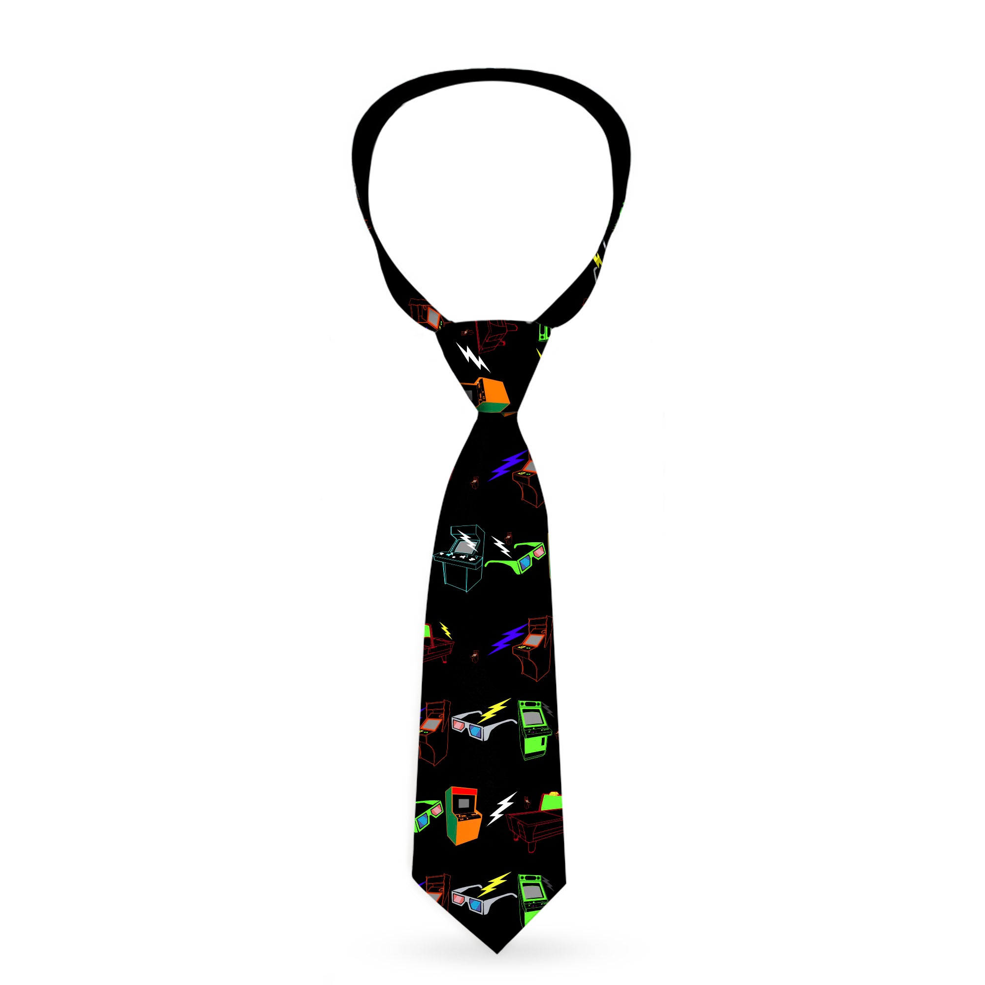 Buckle-Down Necktie - Eighties Arcade Black Neckties Buckle-Down