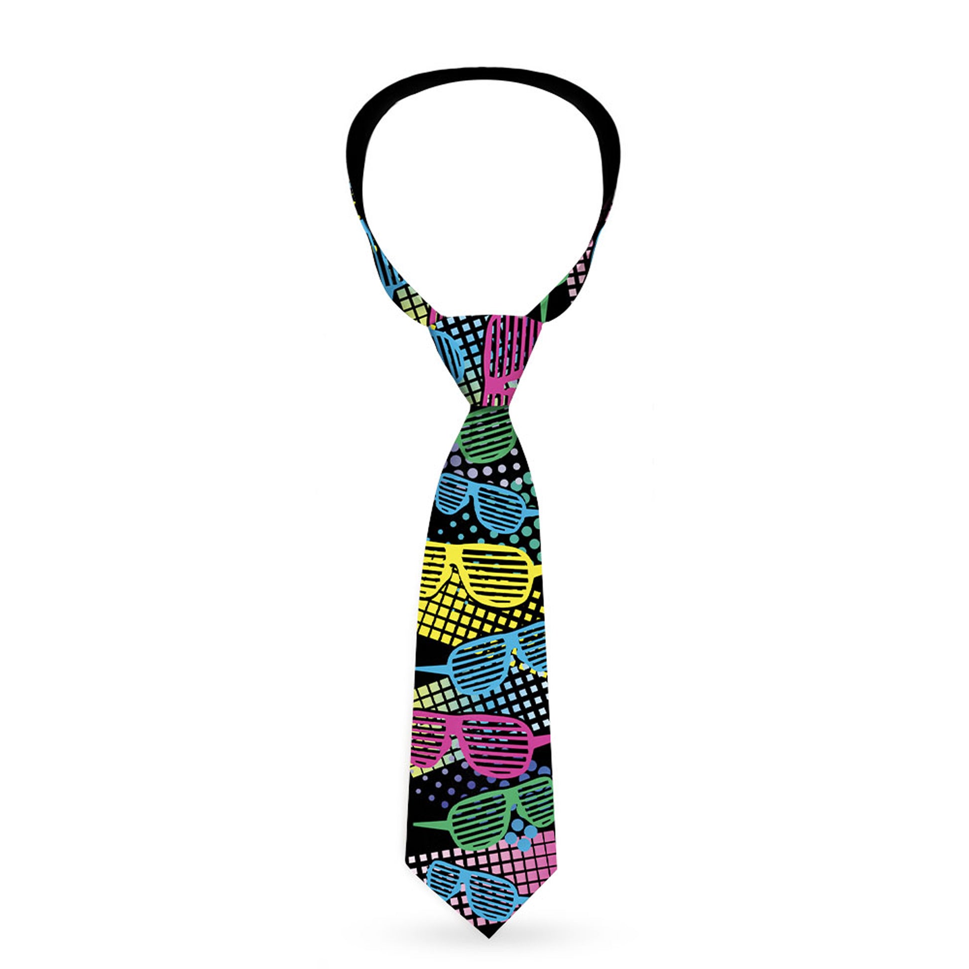 Buckle-Down Necktie - Eighties Shades Black/Neon Neckties Buckle-Down